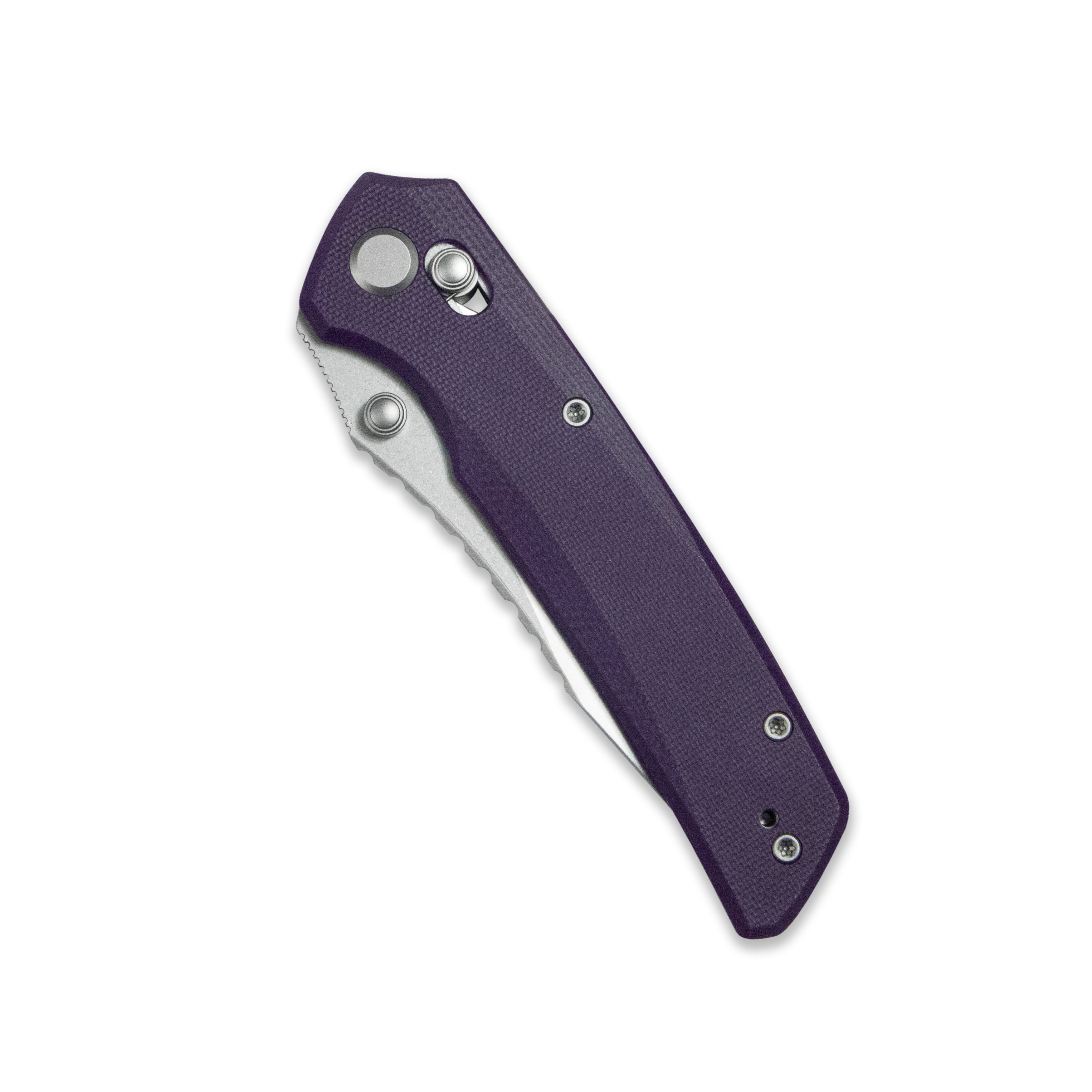 GEO Knife Cirex Crossbar lock Folding Knife Purple G10 Handle 3.5" Stonewash Bohler M390 Blade GEO2601C