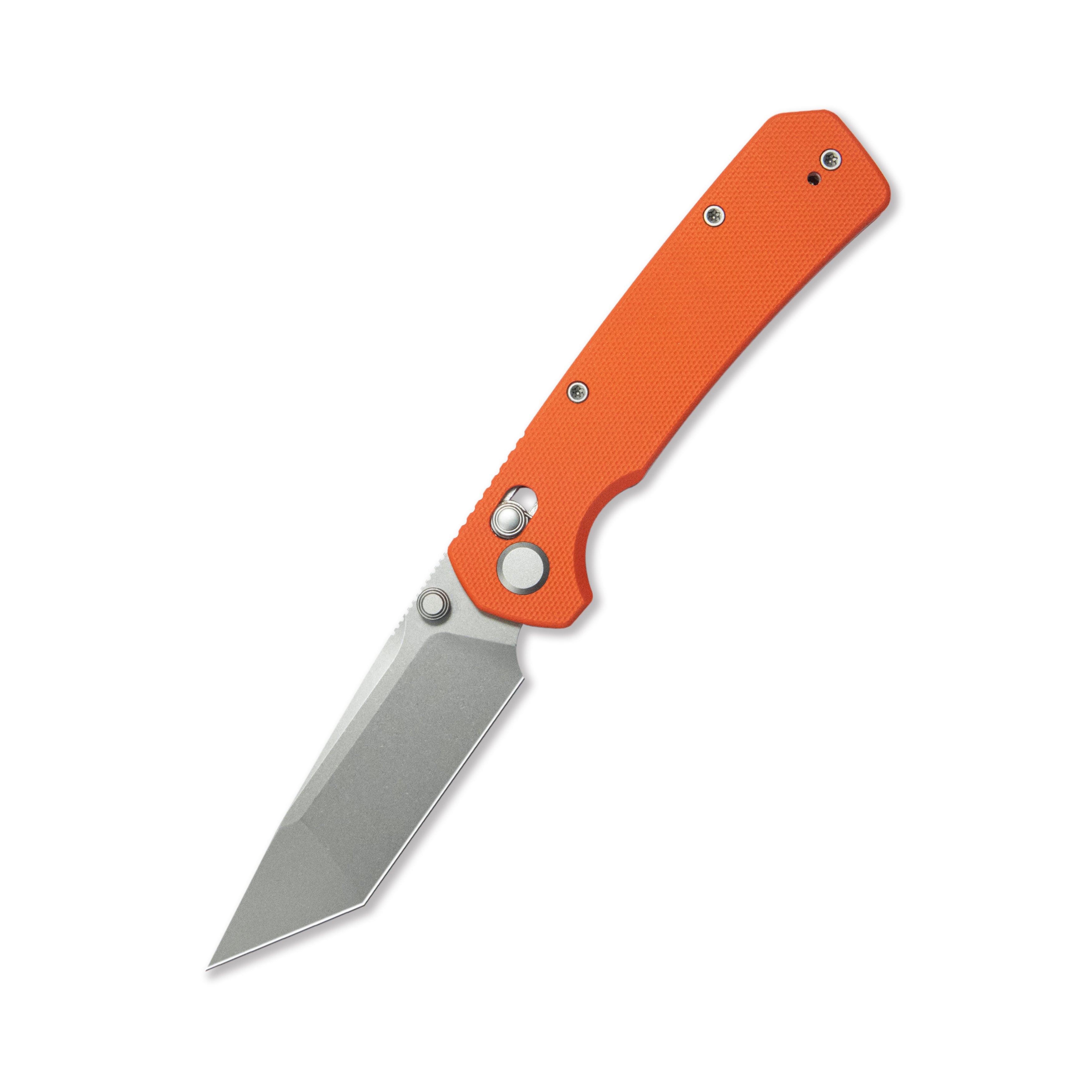 ( Pre-order ) GEO Knife Blaze Crossbar lock Folding Knife Orange G10 Handle 3.3" Stonewash Bohler M390 Blade GEO2503G