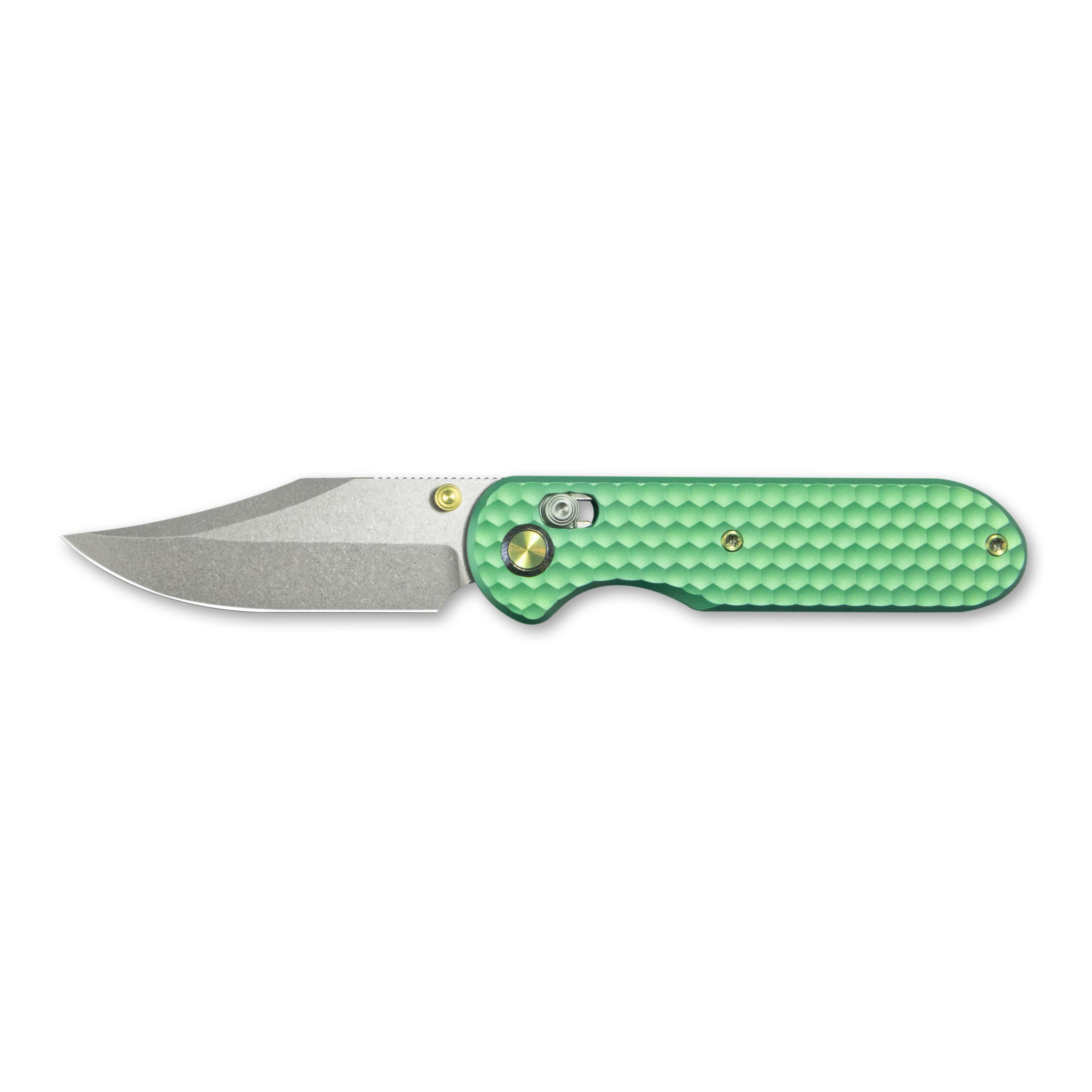 (Pre-order)( Before February 5th): GEO Knife Ethereal Cutter Axis lock Folding Knife Green 6AL4V Titanium Handle 3.0" Stonewash Bohler M390 Blade GEO2401H