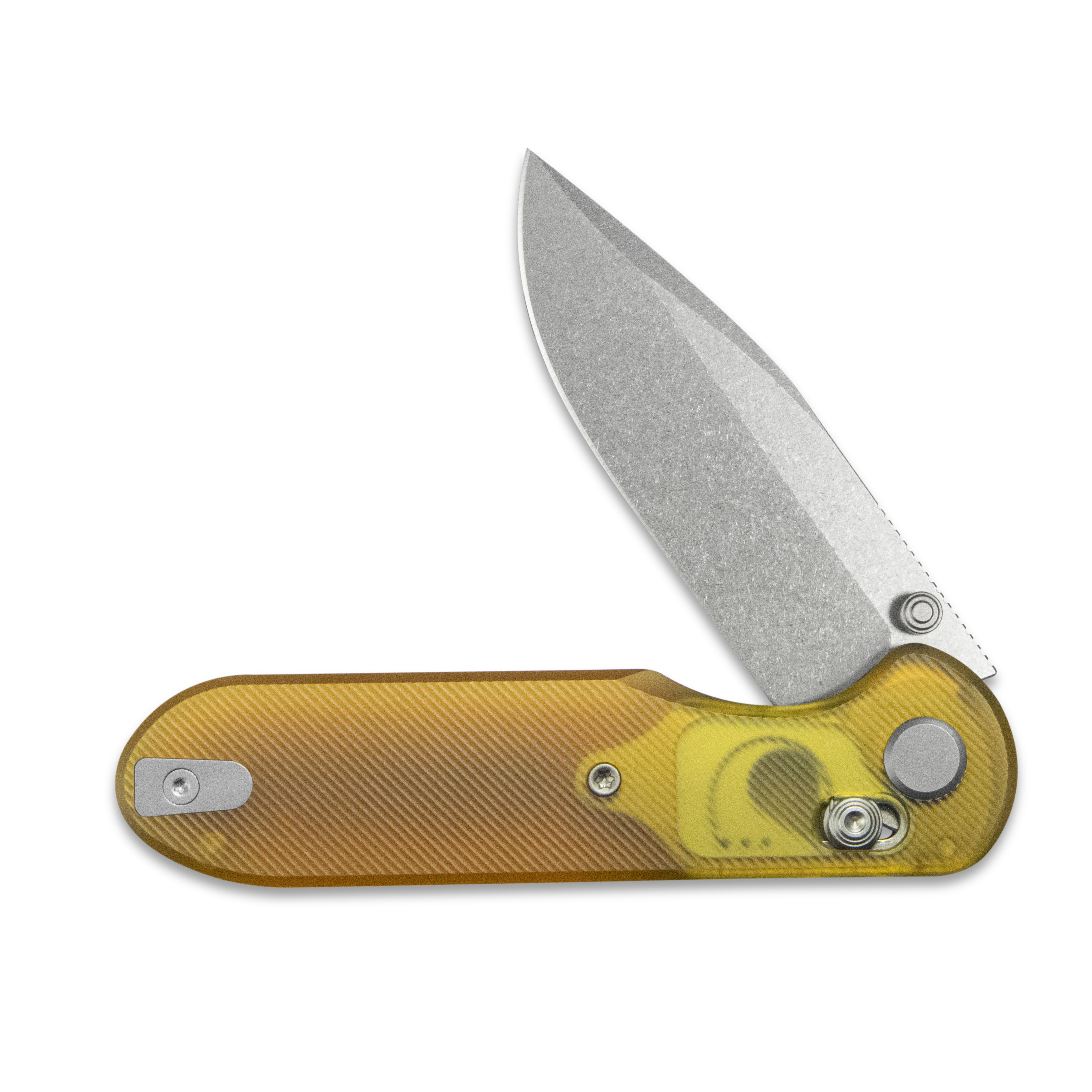 (Pre-order)( Before February 5th): GEO Knife Ethereal Cutter Axis lock Folding Knife Ultem Handle 3.0" Stonewash Bohler M390 Blade GEO2402E