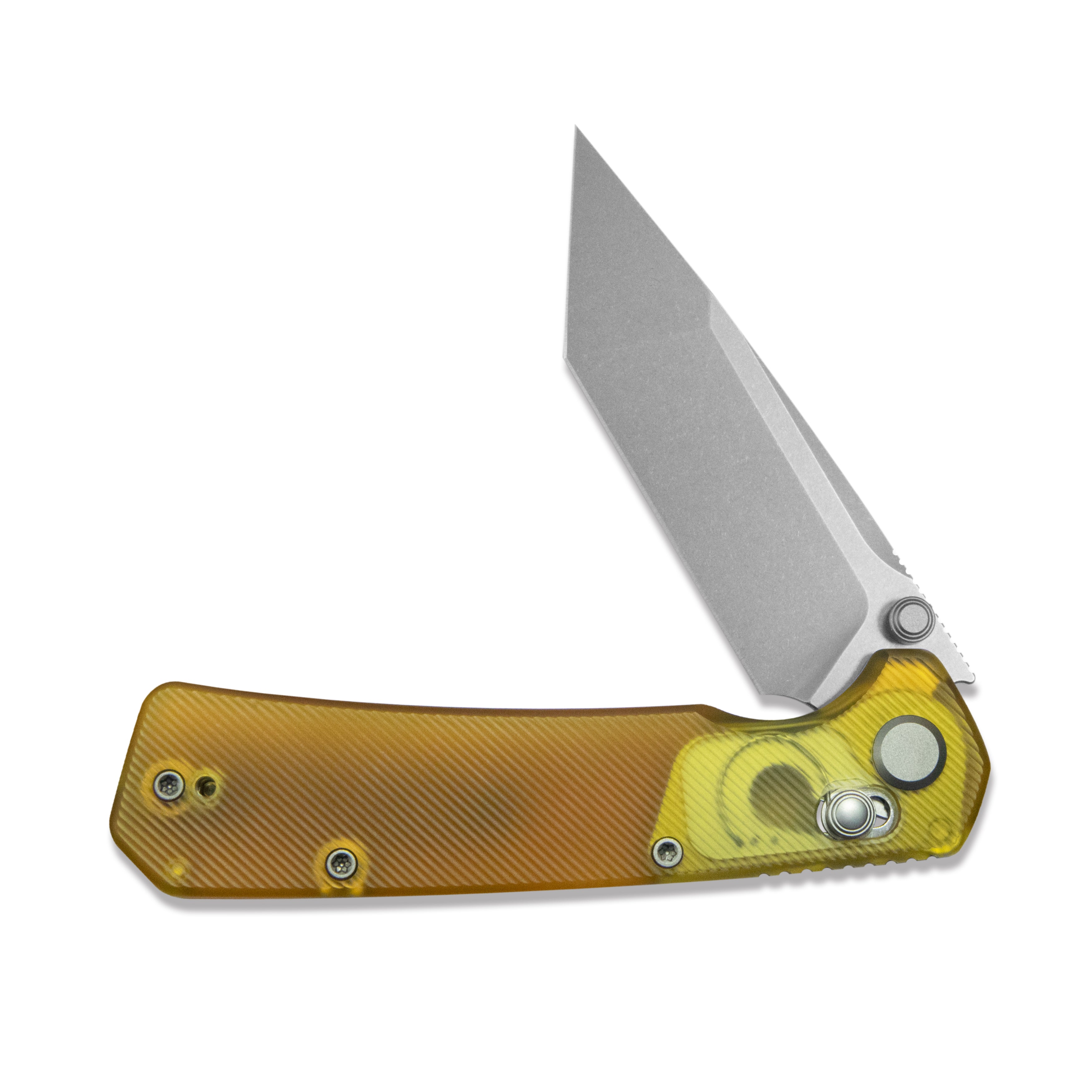 ( Pre-order ) GEO Knife Blaze Crossbar lock Folding Knife Ultem Handle 3.3" Stonewash Bohler M390 Blade GEO2503J