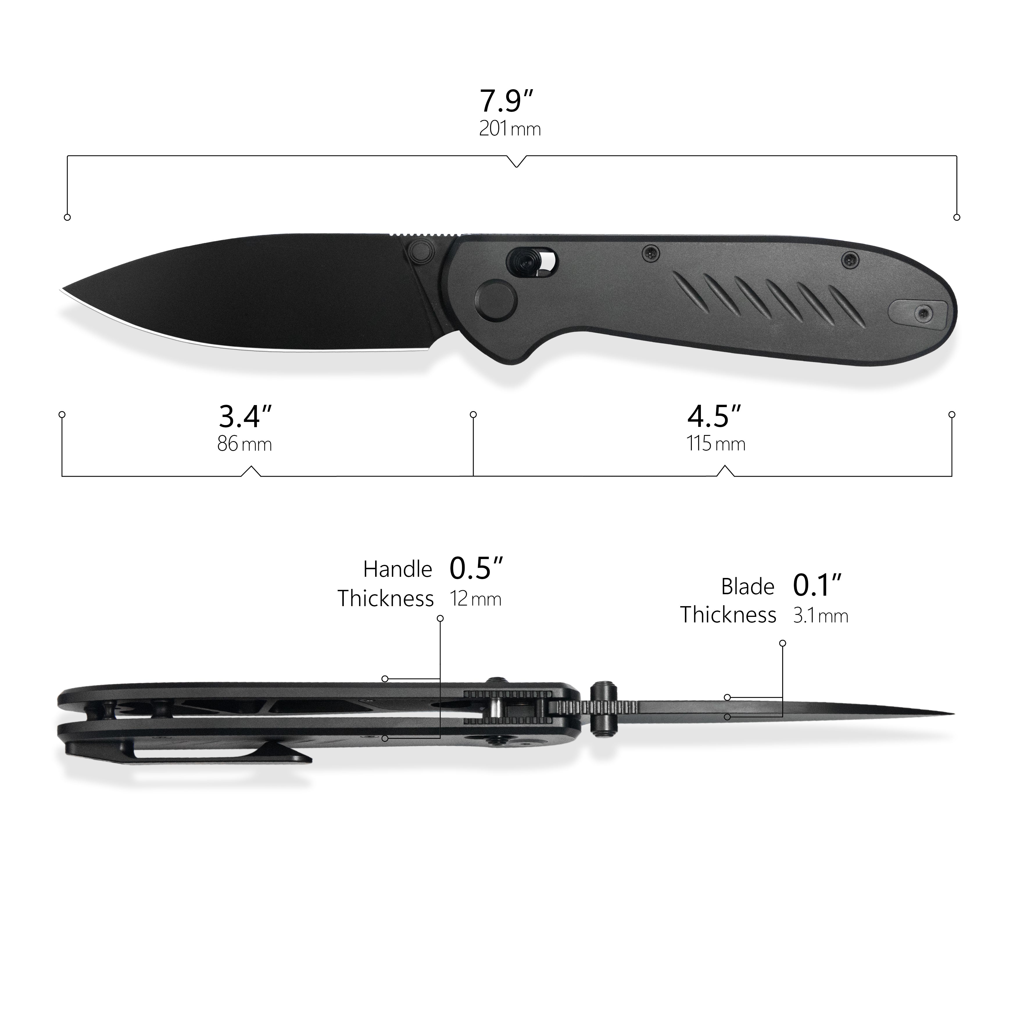 GEO Knife Frost Axis lock Folding Knife Black DLC 6AL4V Titanium Handle 3.4" Black DLC Bohler M390 Blade GEO2501B