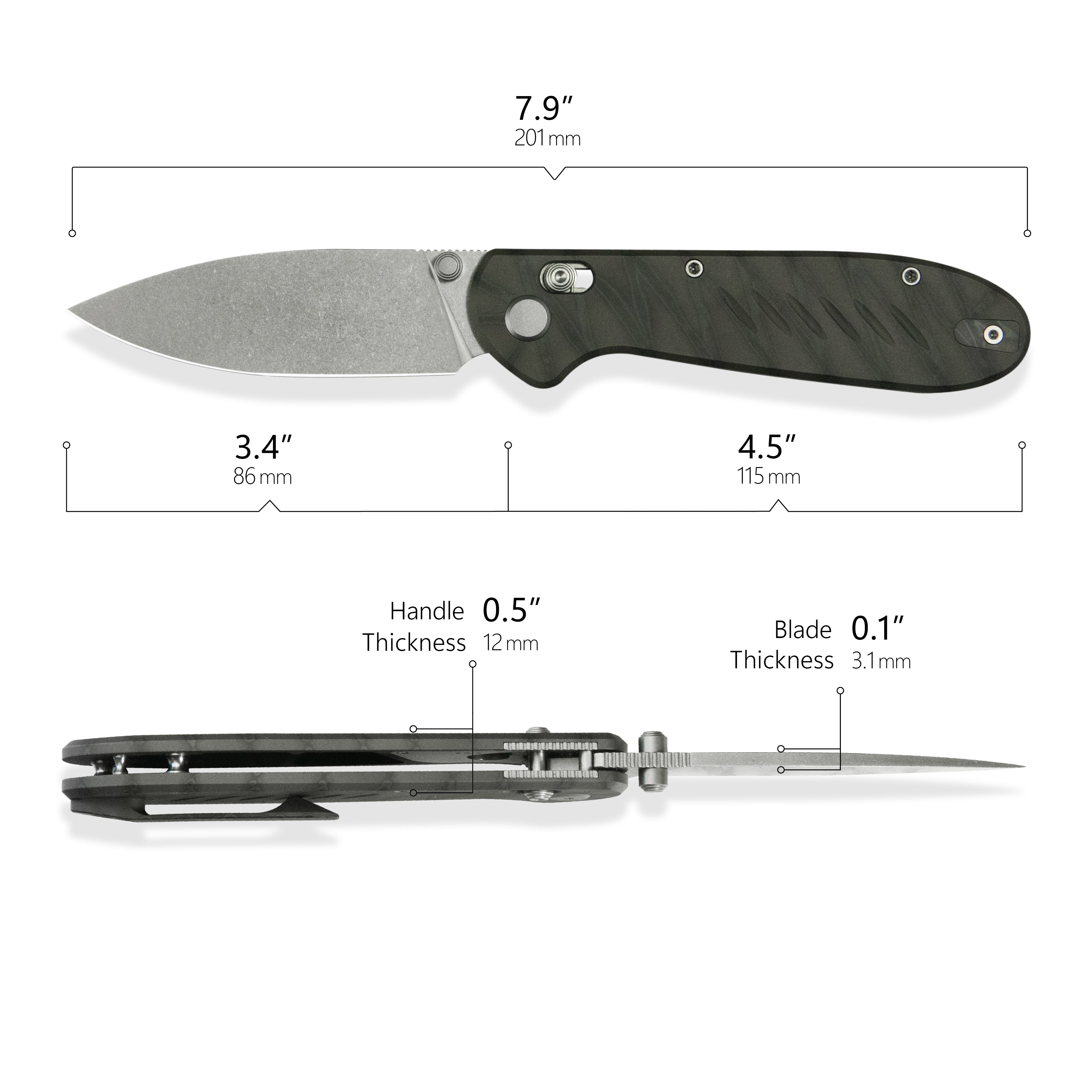 GEO Knife Frost Axis lock Folding Knife Tiger Stripe Pattern Flamed 6AL4V Titanium Handle 3.4" Stonewash Bohler M390 Blade GEO2501C