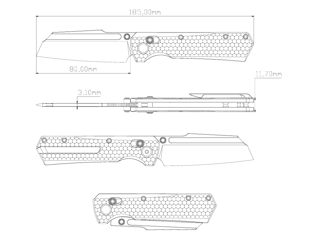 GEO Knife Noxiz Axis lock Folding Knife Black 6AL4V Titanium Handle 3.1" Black DLC Bohler M390 Blade GEO2506C
