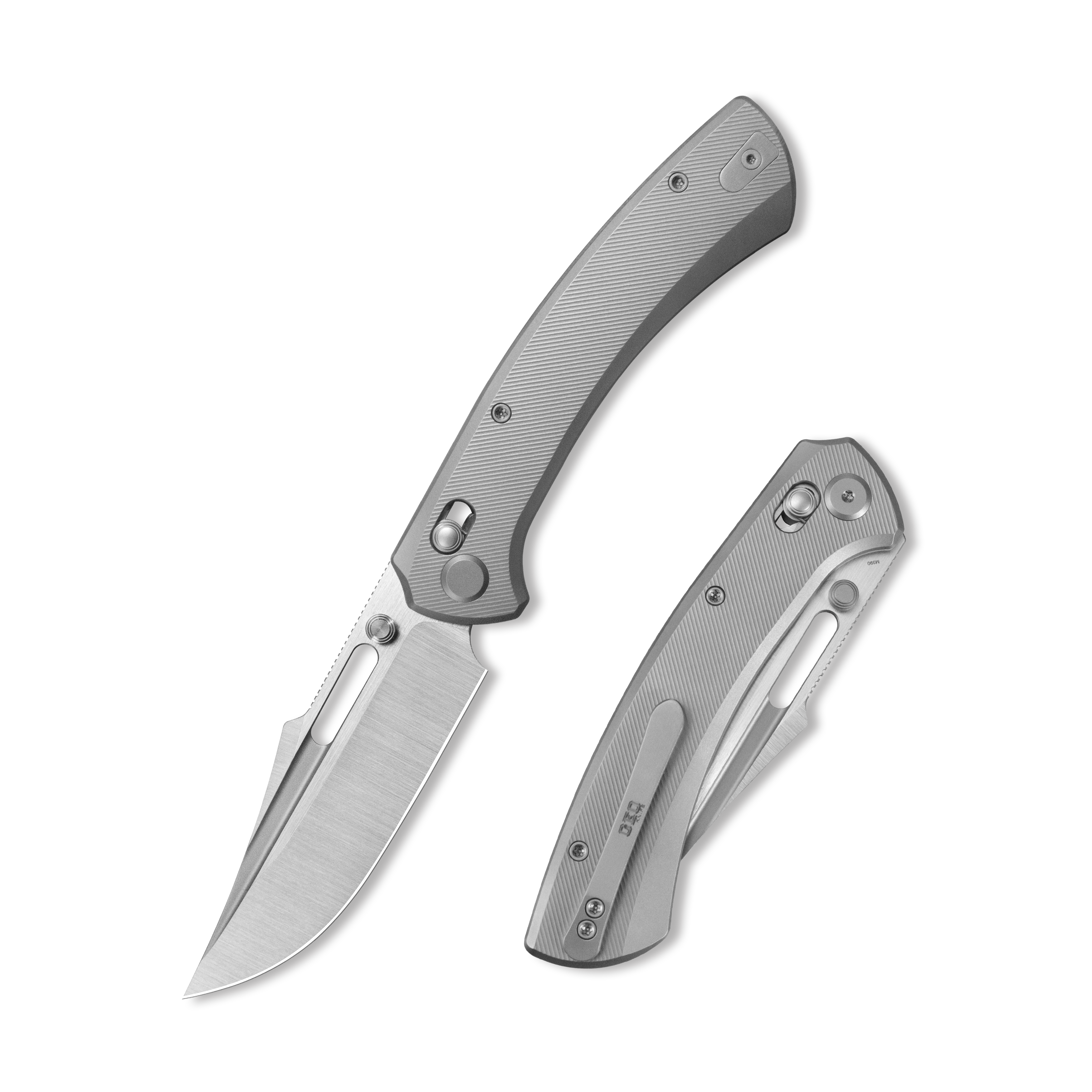 GEO Knife Strix Crossbar lock Folding Knife Gray 6AL4V Titanium Handle