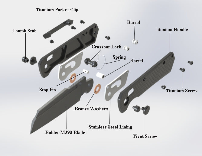 GEO Knife Noxiz Axis lock Folding Knife Black 6AL4V Titanium Handle 3.1" Black DLC Bohler M390 Blade GEO2506C