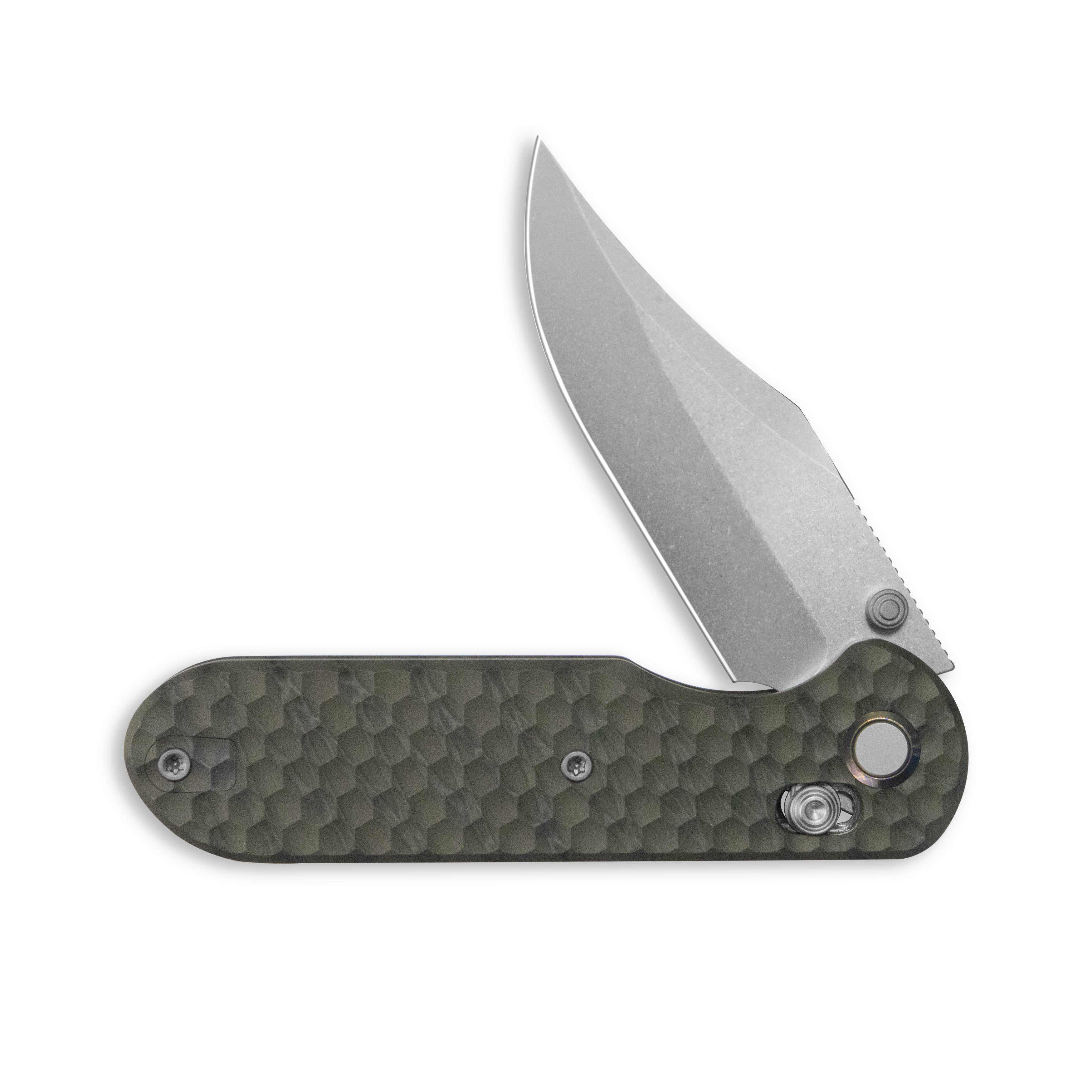 (Pre-order)( Before February 5th): GEO Knife Ethereal Cutter Axis lock Folding Knife Tiger Stripe Pattern Flamed 6AL4V Titanium Handle 3.0" Stonewash Bohler M390 Blade GEO2401J