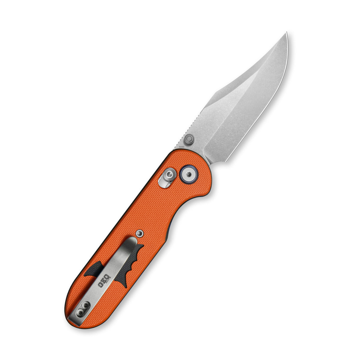 (Pre-order) GEO Knife Ethereal Cutter Crossbar lock Folding Knife Black-Orange G10 Handle 3.0" Stonewash Bohler M390 Blade GEO2401O