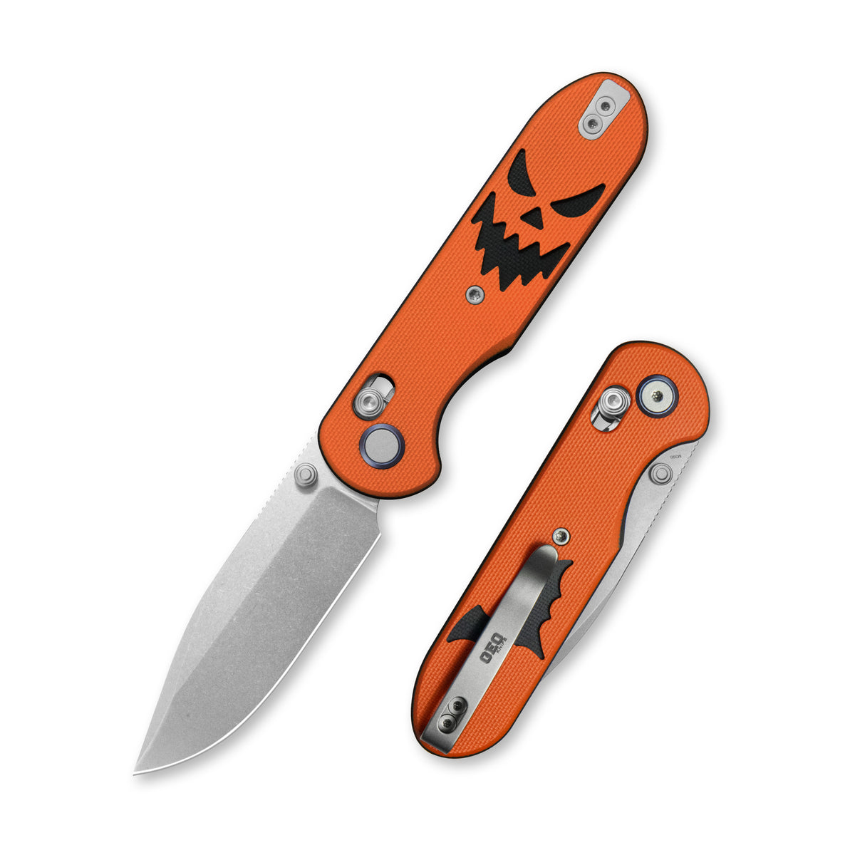 (Pre-order) GEO Knife Ethereal Cutter Crossbar lock Folding Knife Black-Orange G10 Handle 3.0" Stonewash Bohler M390 Blade GEO2402-1D