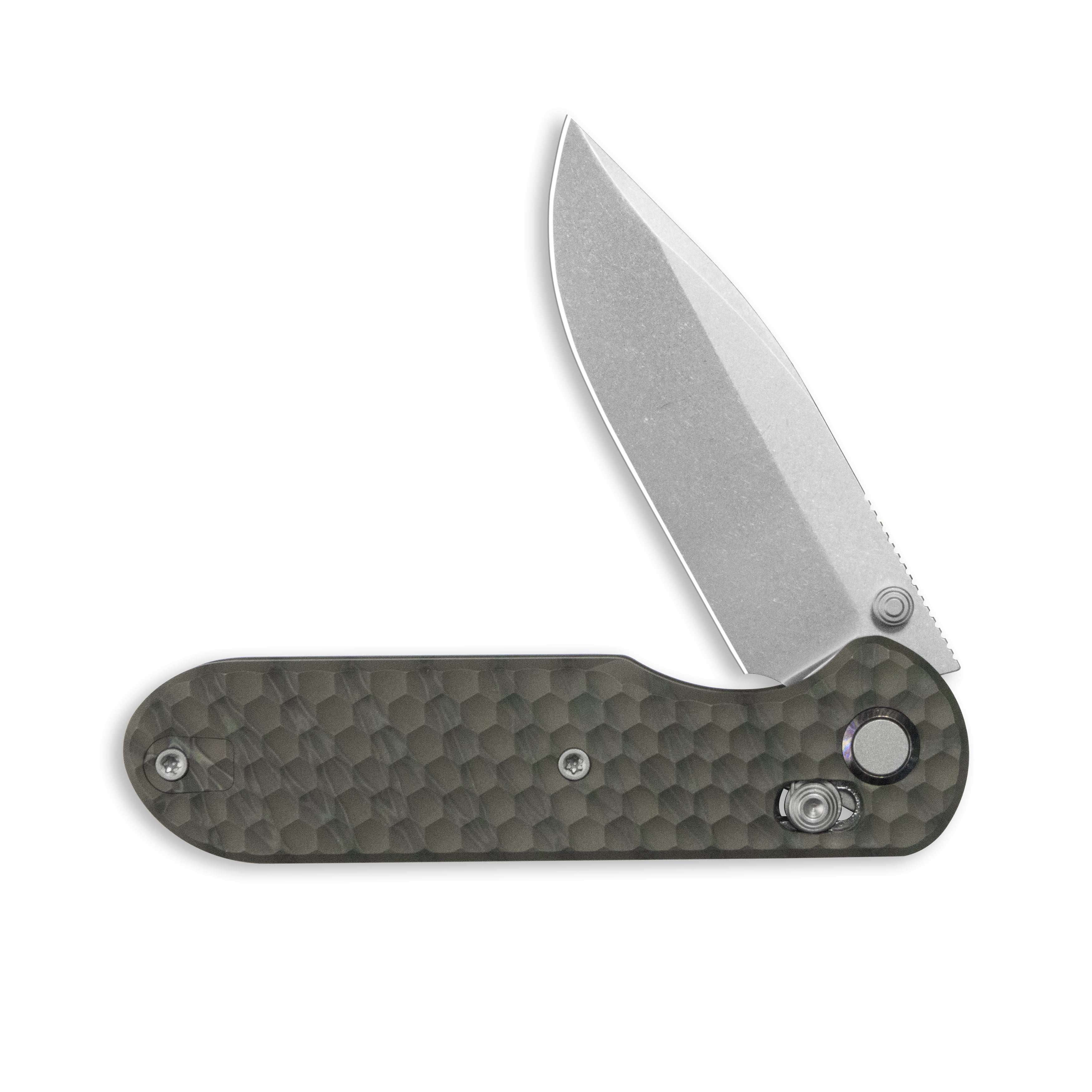 (Pre-order)( Before February 5th): GEO Knife Ethereal Cutter Axis lock Folding Knife Tiger Stripe Pattern Flamed 6AL4V Titanium Handle 3.0" Stonewash Bohler M390 Blade GEO2402J