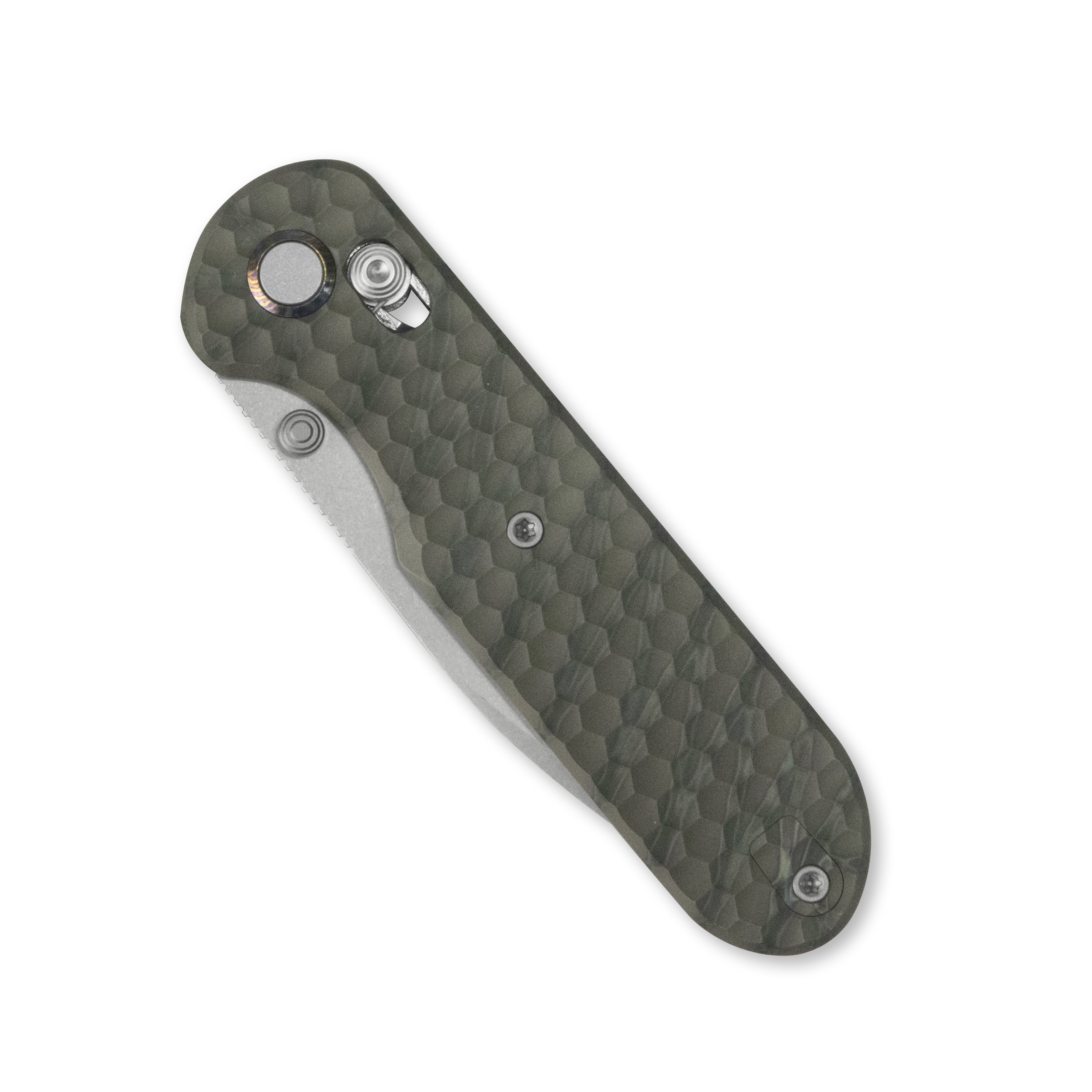 (Pre-order)( Before February 5th): GEO Knife Ethereal Cutter Axis lock Folding Knife Tiger Stripe Pattern Flamed 6AL4V Titanium Handle 3.0" Stonewash Bohler M390 Blade GEO2402J