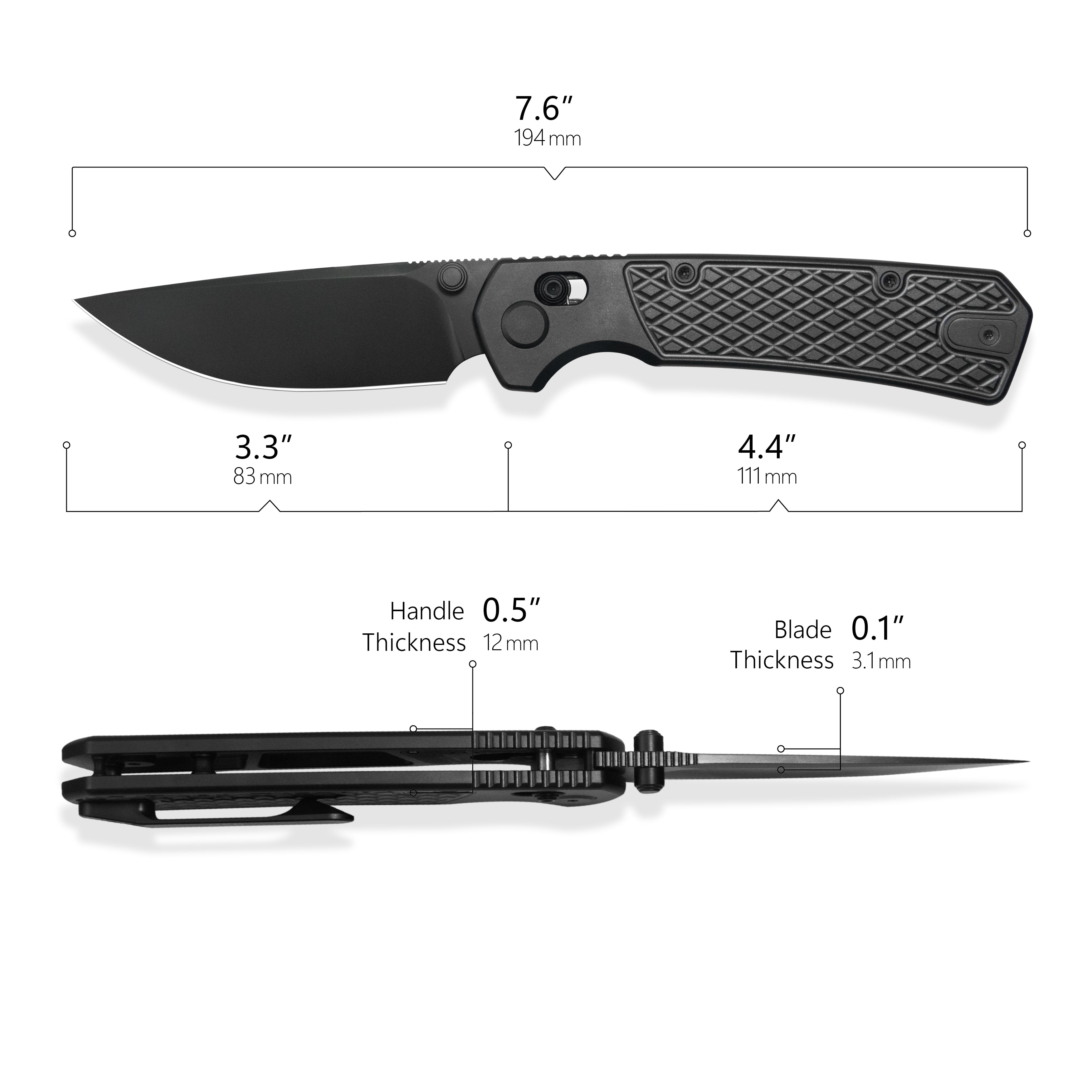 GEO Knife Blaze Axis lock Folding Knife Black DLC 6AL4V Titanium Handle 3.3" Black DLC Bohler M390 Blade GEO2502B