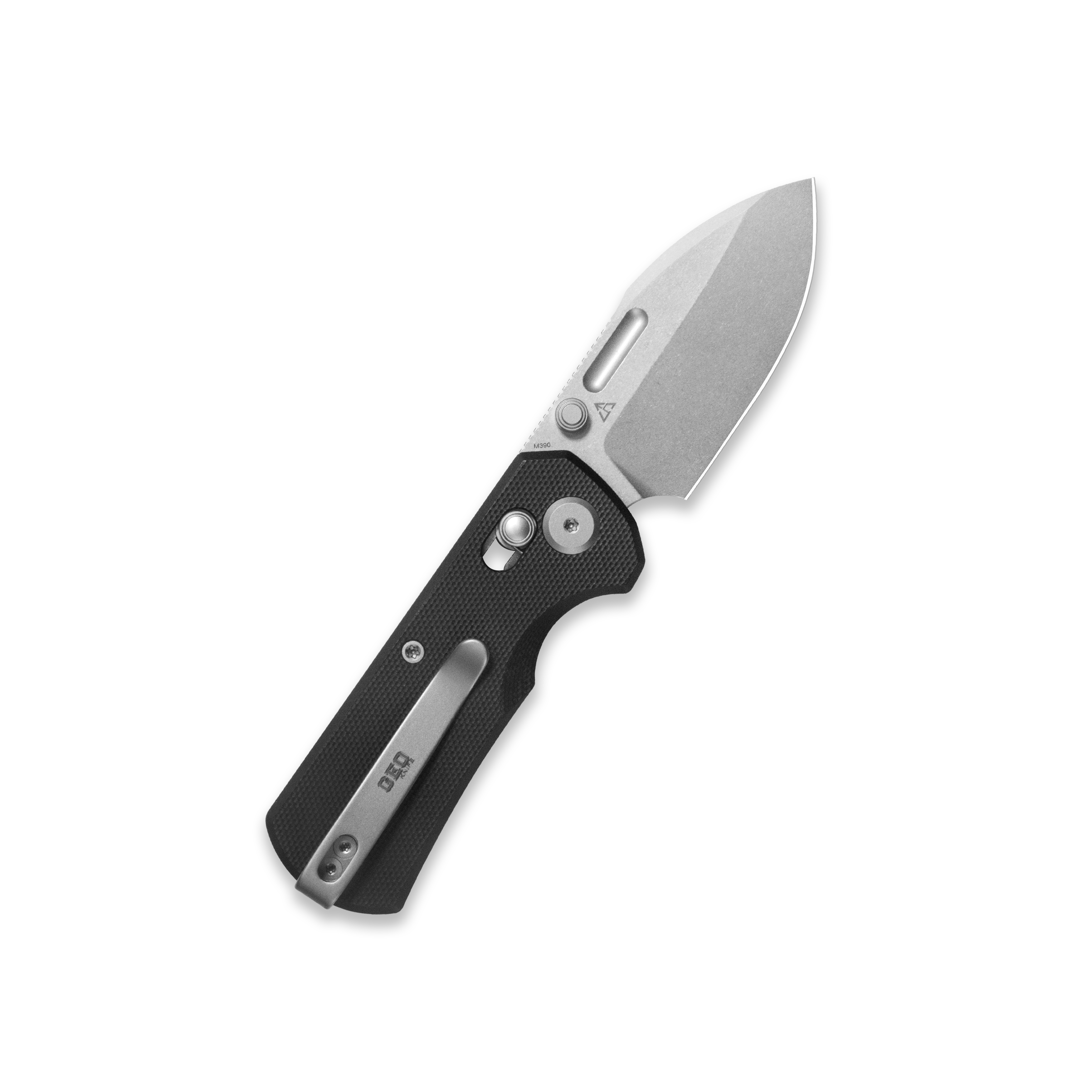 GEO Knife Belluf Crossbar lock Folding Knife Black G10 Handle 2.4" Stonewash Bohler M390 Blade GEO2508A