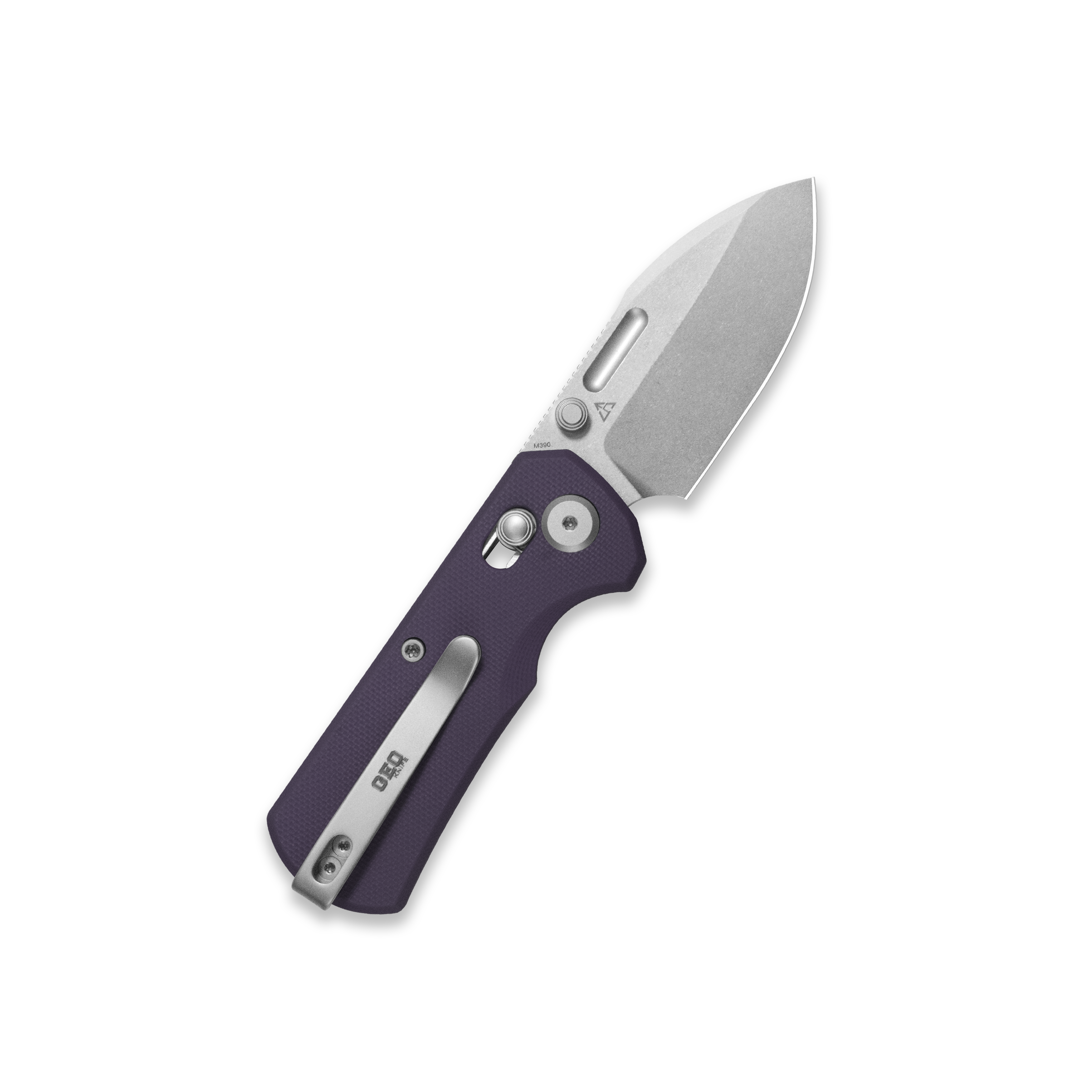 GEO Knife Belluf Crossbar lock Folding Knife Purple G10 Handle 2.4" Stonewash Bohler M390 Blade GEO2508C