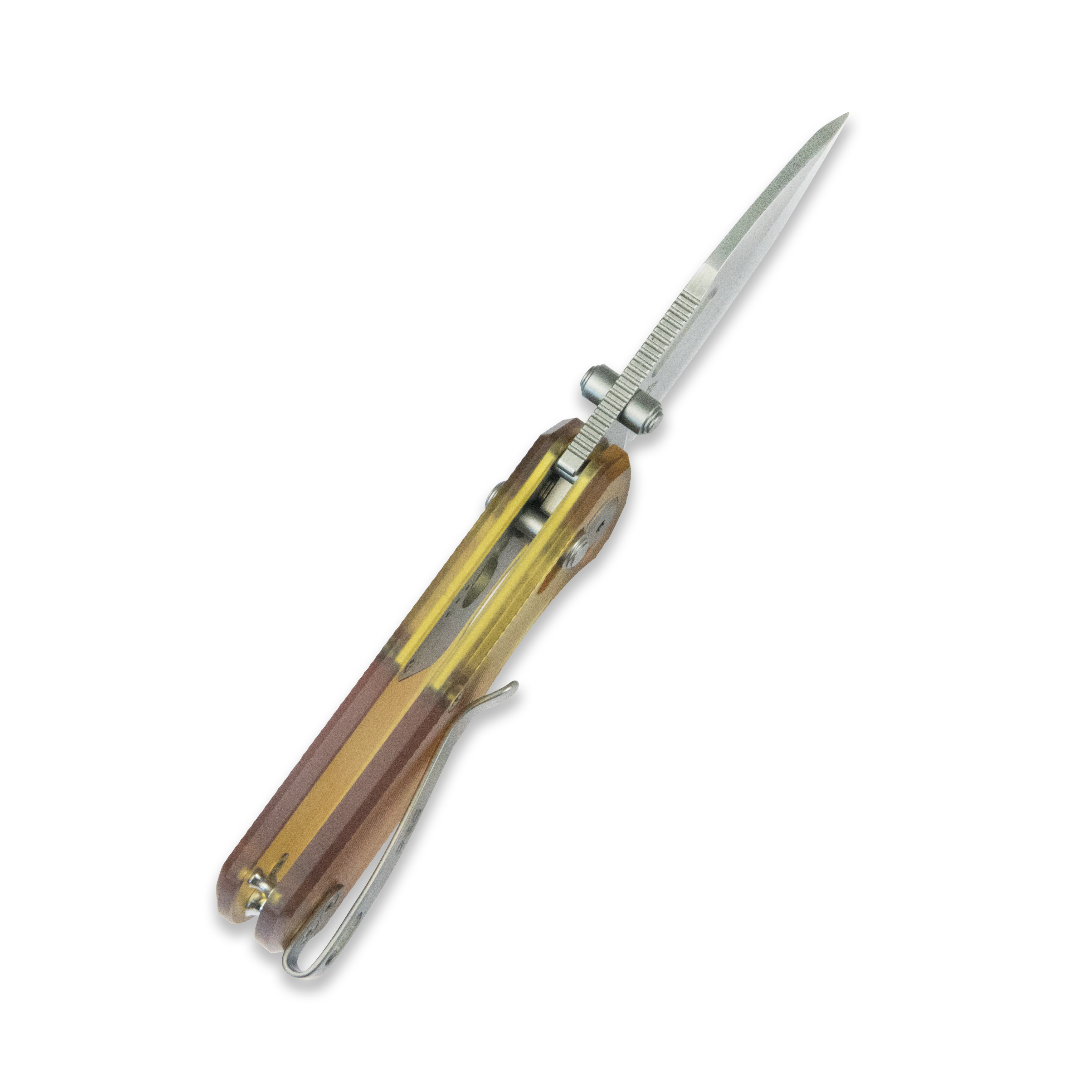 GEO Knife Belluf Crossbar lock Folding Knife Ultem Handle 2.4" Stonewash Bohler M390 Blade GEO2508G