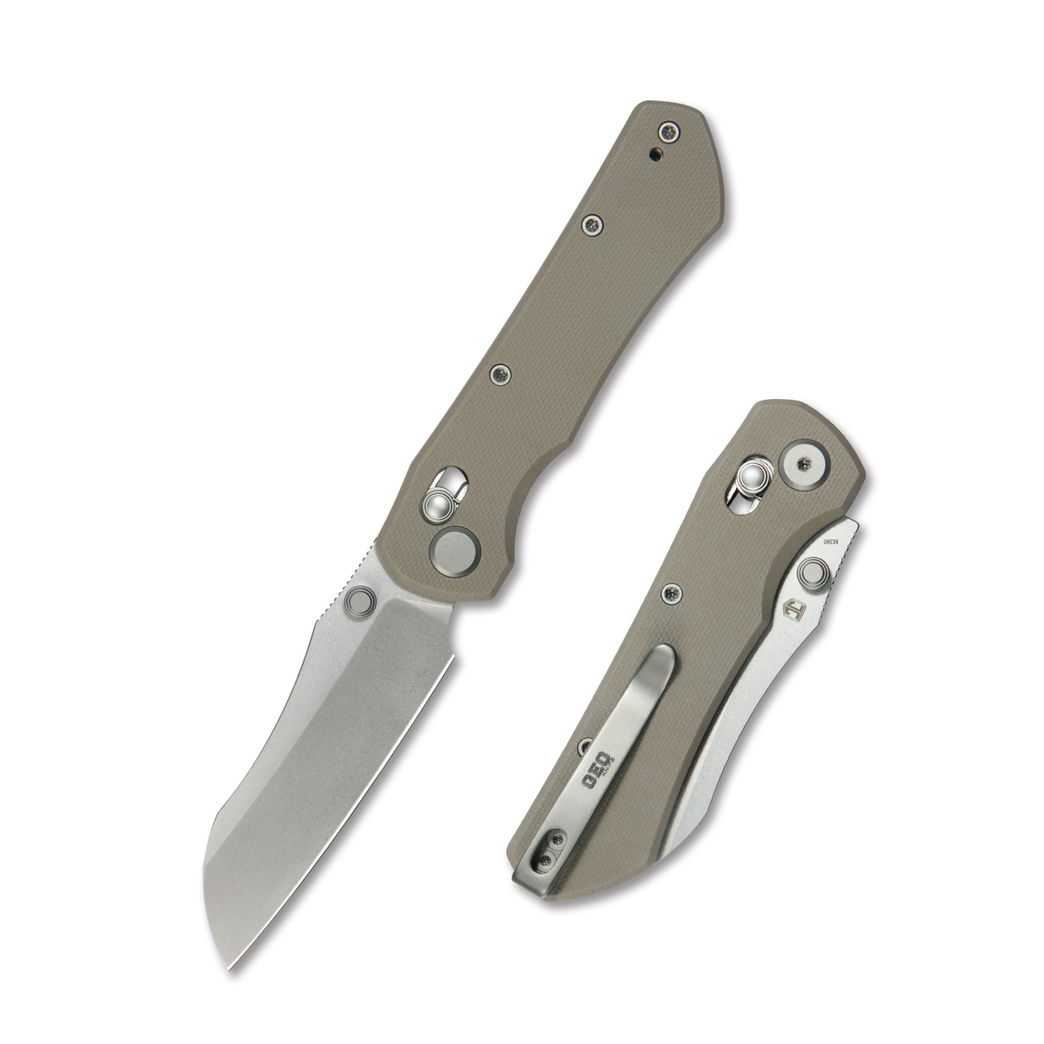 GEO Knife Komodo Crossbar lock Folding Knife Khaki G10 Handle 3.1