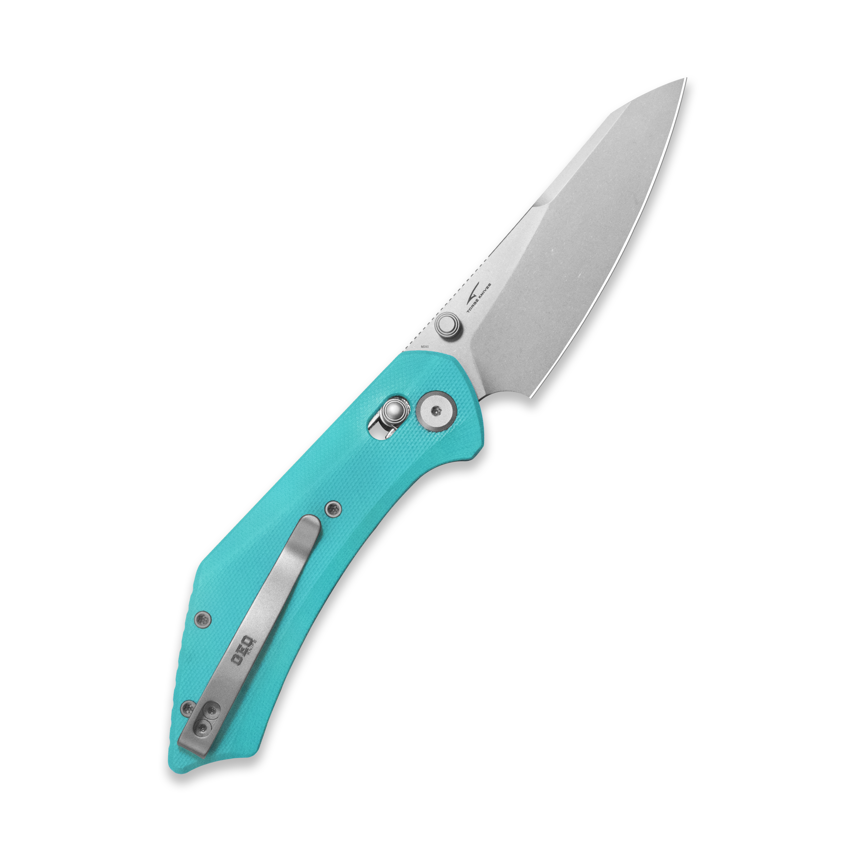 GEO Knife DIVID Crossbar lock Folding Knife Tiffany Blue G10 Handle 3.3" Stonewash Bohler M390 Blade GEO2507F