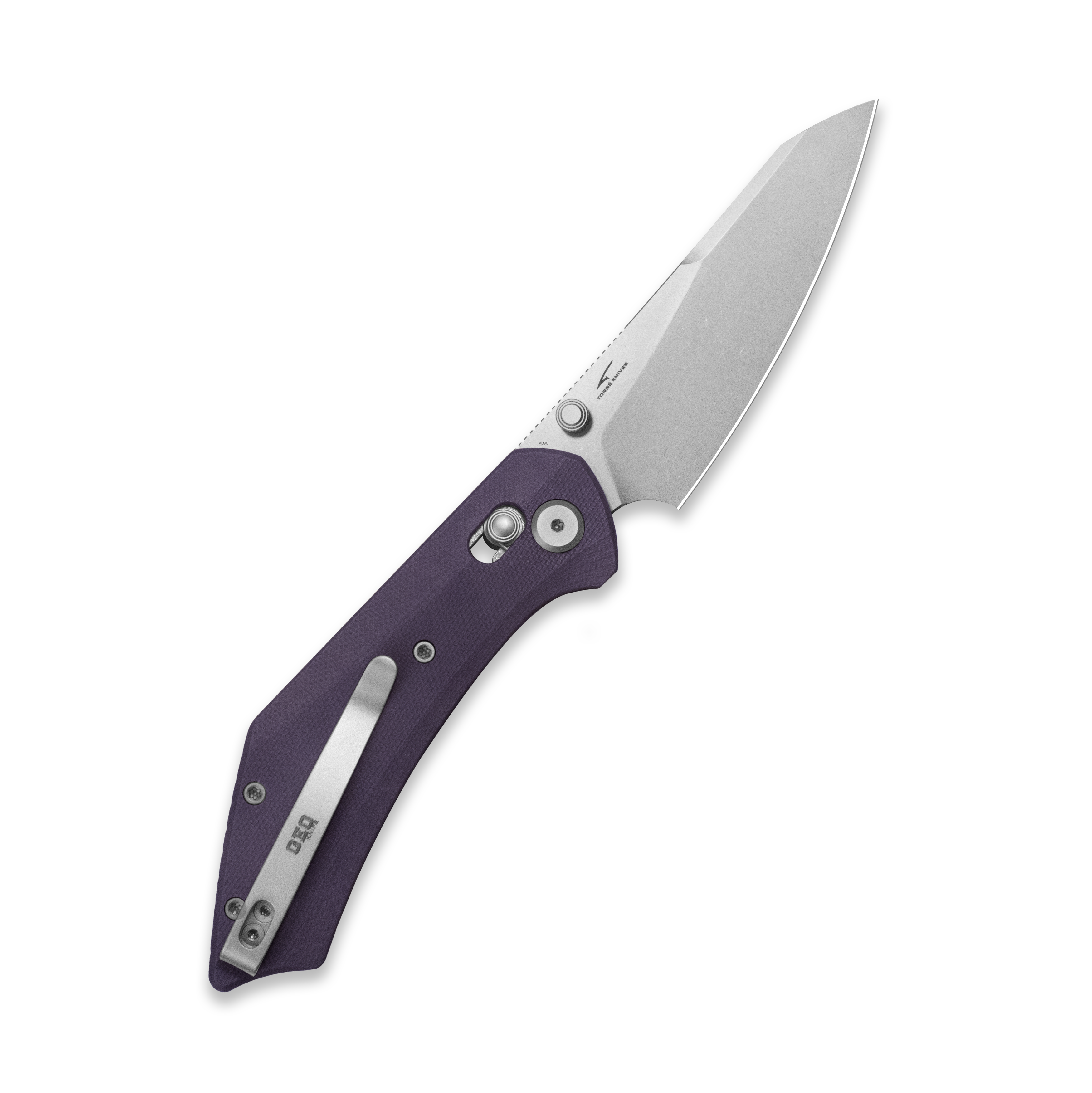 GEO Knife DIVID Crossbar lock Folding Knife Purple G10 Handle 3.3" Stonewash Bohler M390 Blade GEO2507G