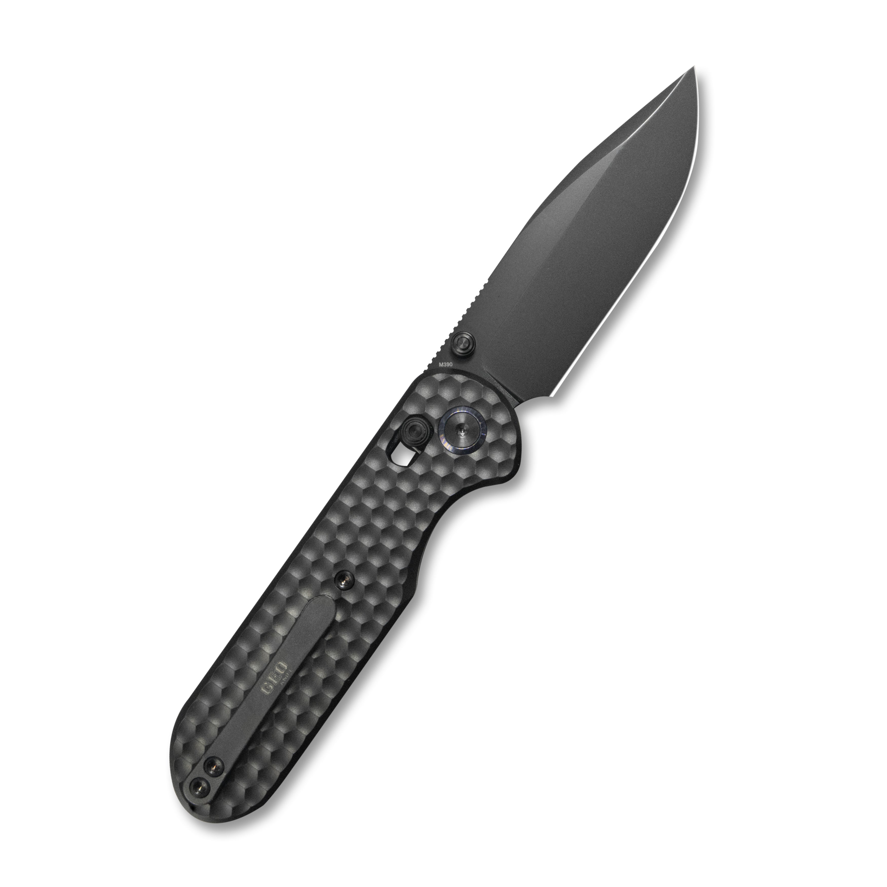 (Pre-order)( Before February 5th):GEO Knife Ethereal Cutter Axis lock Folding Knife Black 6AL4V Titanium Handle 3.0" Black DLC Bohler M390 Blade GEO2402D
