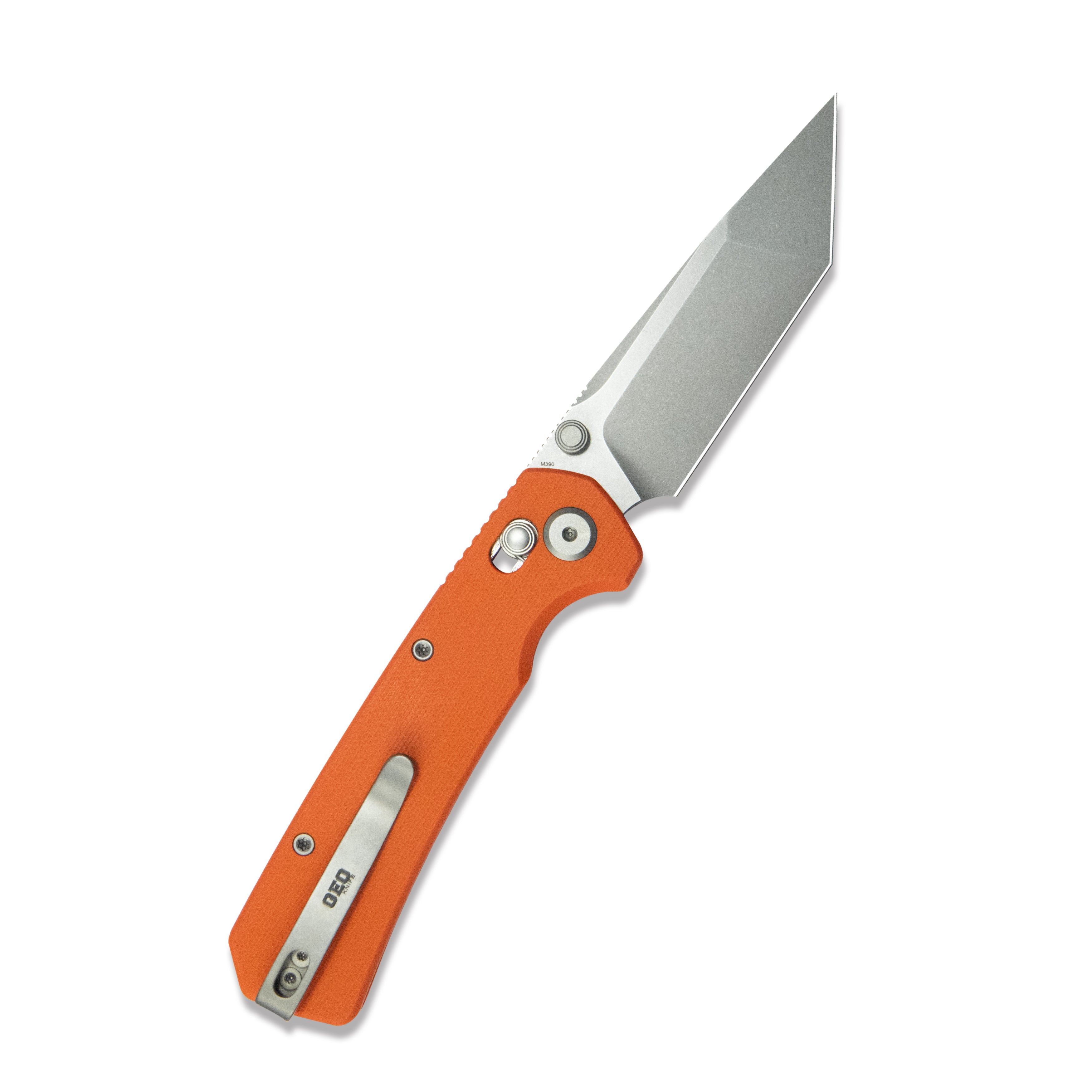 ( Pre-order ) GEO Knife Blaze Crossbar lock Folding Knife Orange G10 Handle 3.3" Stonewash Bohler M390 Blade GEO2503G