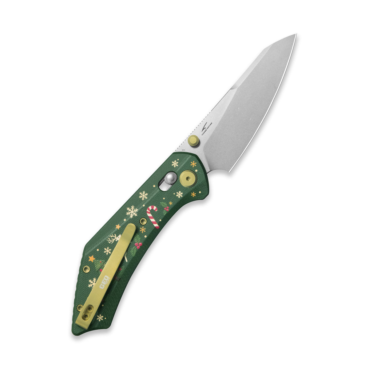 (Pre-order) Christmas Edition: GEO Knife DIVID Crossbar lock Folding Knife Green G10 Handle 3.3" Stonewash Bohler M390 Blade GEO2507L