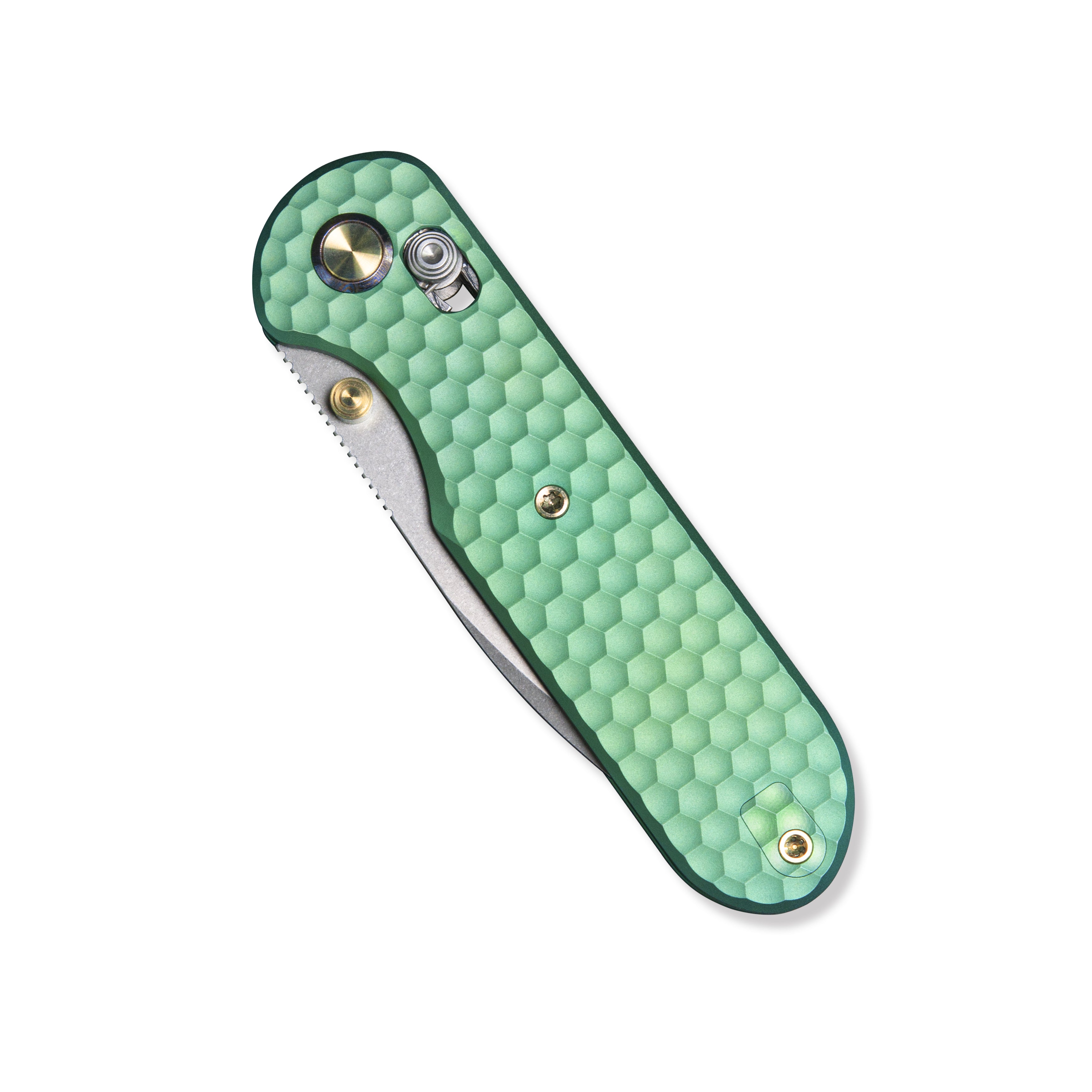 (Pre-order)( Before February 5th): GEO Knife Ethereal Cutter Axis lock Folding Knife Green 6AL4V Titanium Handle 3.0" Stonewash Bohler M390 Blade GEO2402H