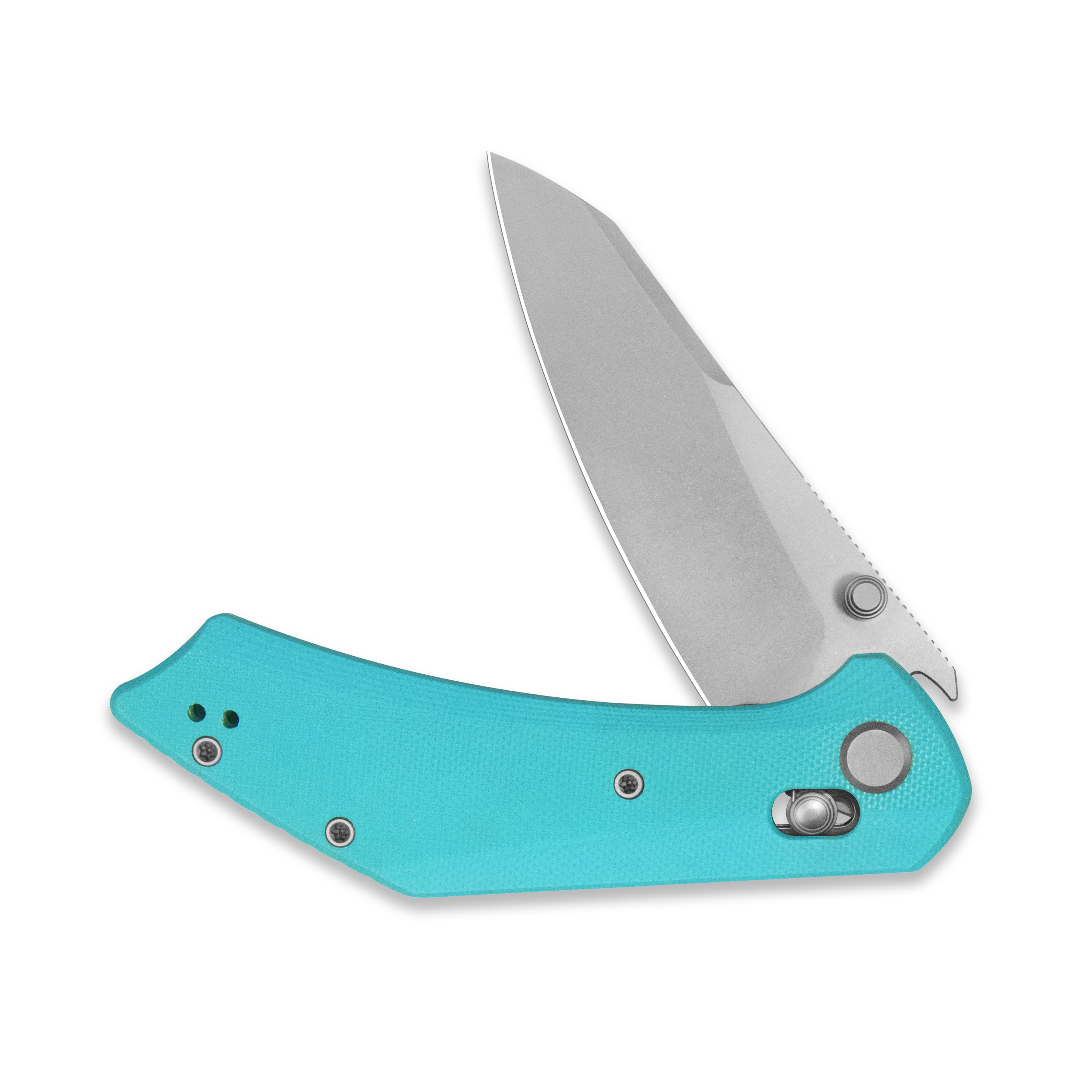 GEO Knife DIVID Crossbar lock Folding Knife Tiffany Blue G10 Handle 3.3" Stonewash Bohler M390 Blade GEO2507F