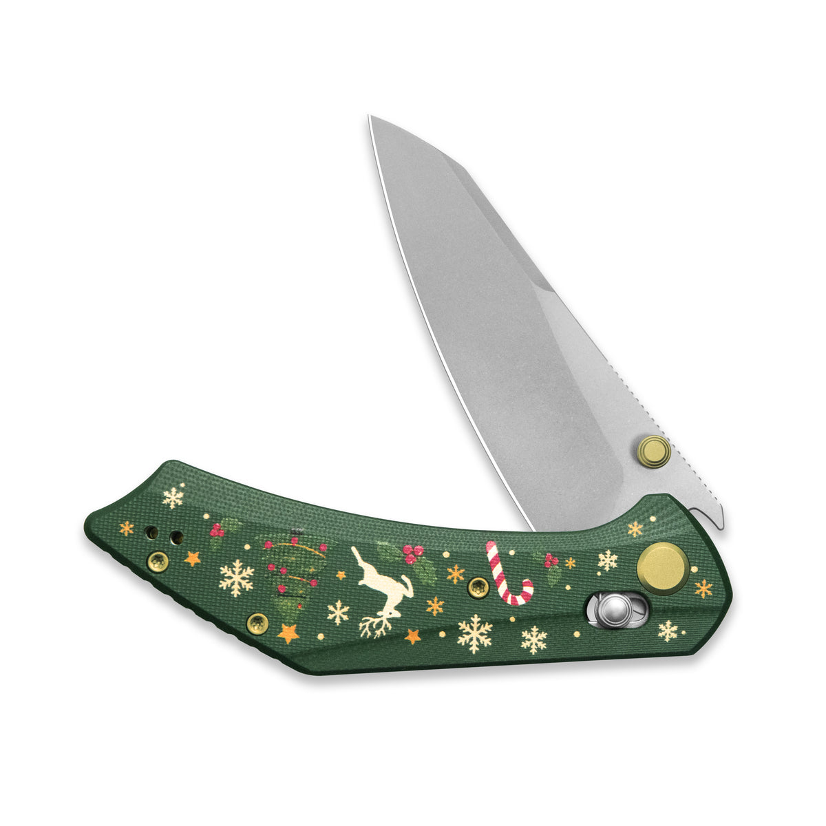 (Pre-order) Christmas Edition: GEO Knife DIVID Crossbar lock Folding Knife Green G10 Handle 3.3" Stonewash Bohler M390 Blade GEO2507L