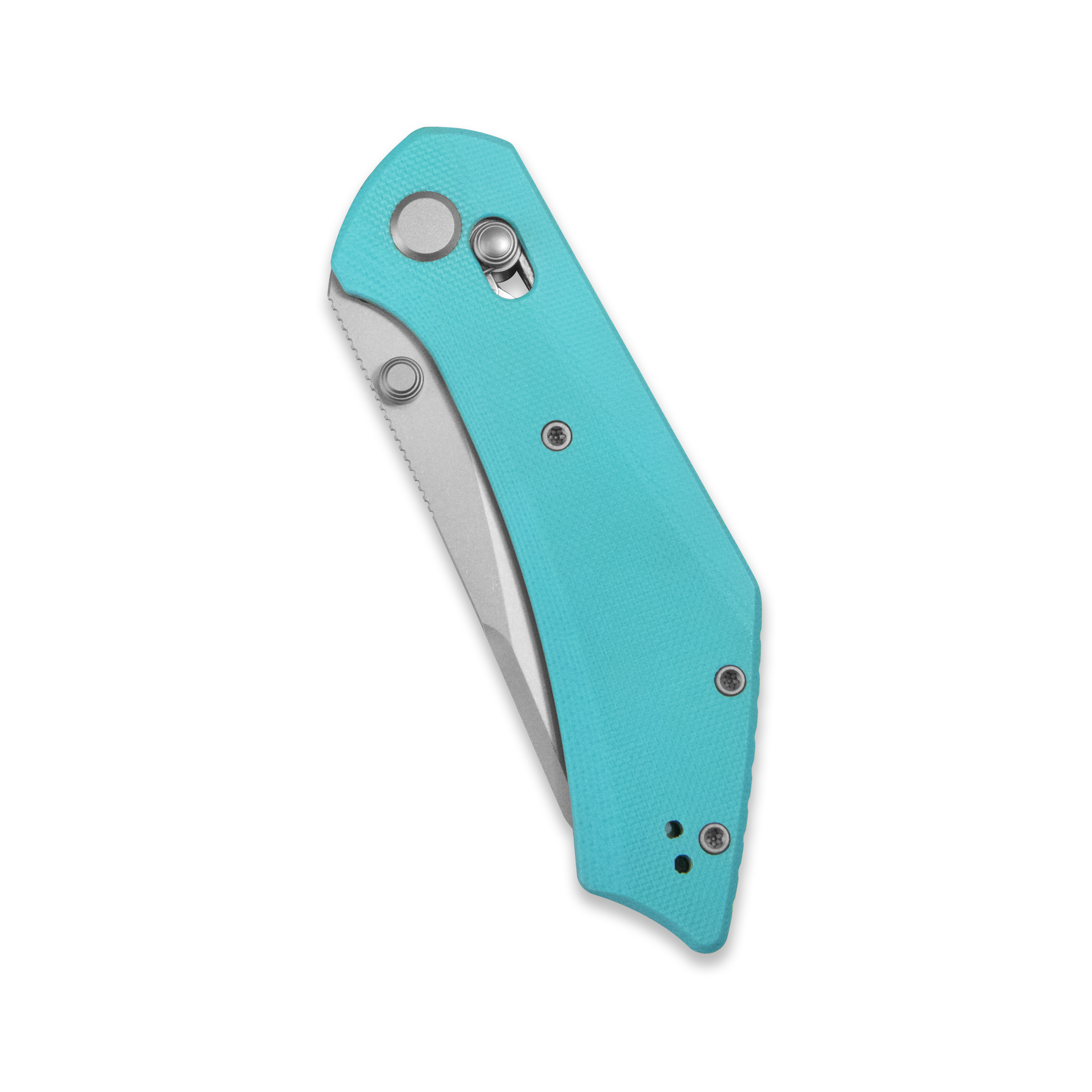 GEO Knife DIVID Crossbar lock Folding Knife Tiffany Blue G10 Handle 3.3" Stonewash Bohler M390 Blade GEO2507F
