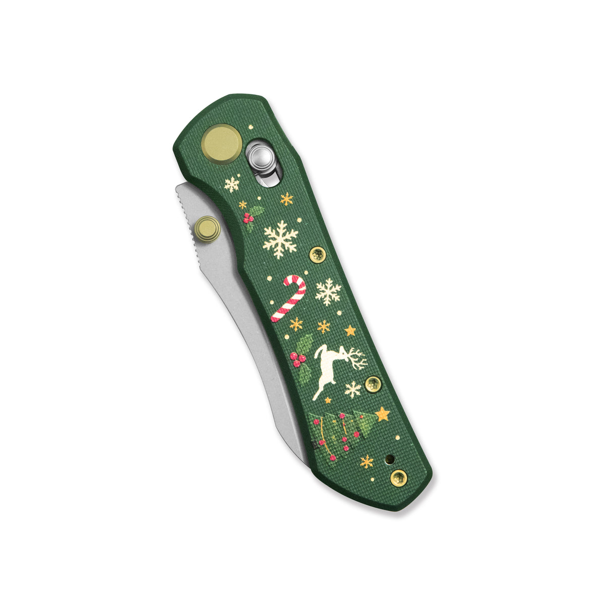 (Pre-order) Christmas Edition: GEO Knife Komodo Crossbar lock Folding Knife Green G10 Handle 3.1" Stonewash Bohler M390 Blade GEO2509-1A