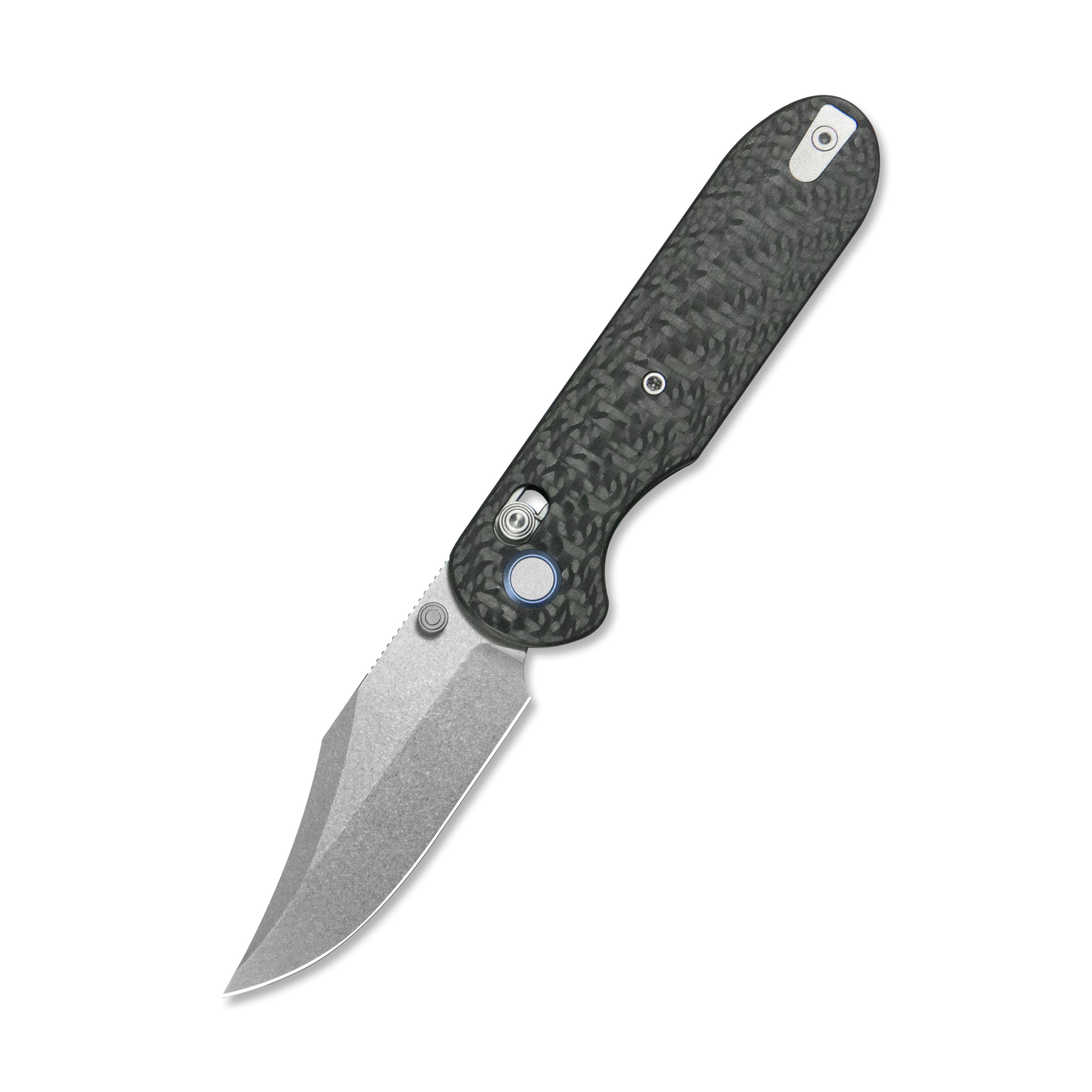 (Pre-order)( Before February 5th): GEO Knife Ethereal Cutter Axis lock Folding Knife Black Carbon Fiber Handle 3.0" Stonewash Bohler M390 Blade GEO2401K