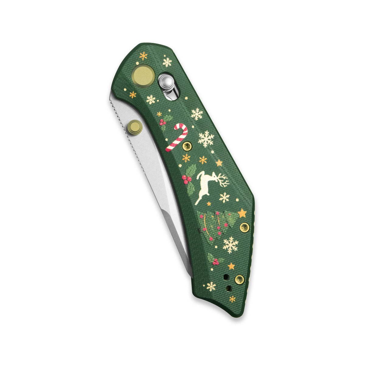 (Pre-order) Christmas Edition: GEO Knife DIVID Crossbar lock Folding Knife Green G10 Handle 3.3" Stonewash Bohler M390 Blade GEO2507L