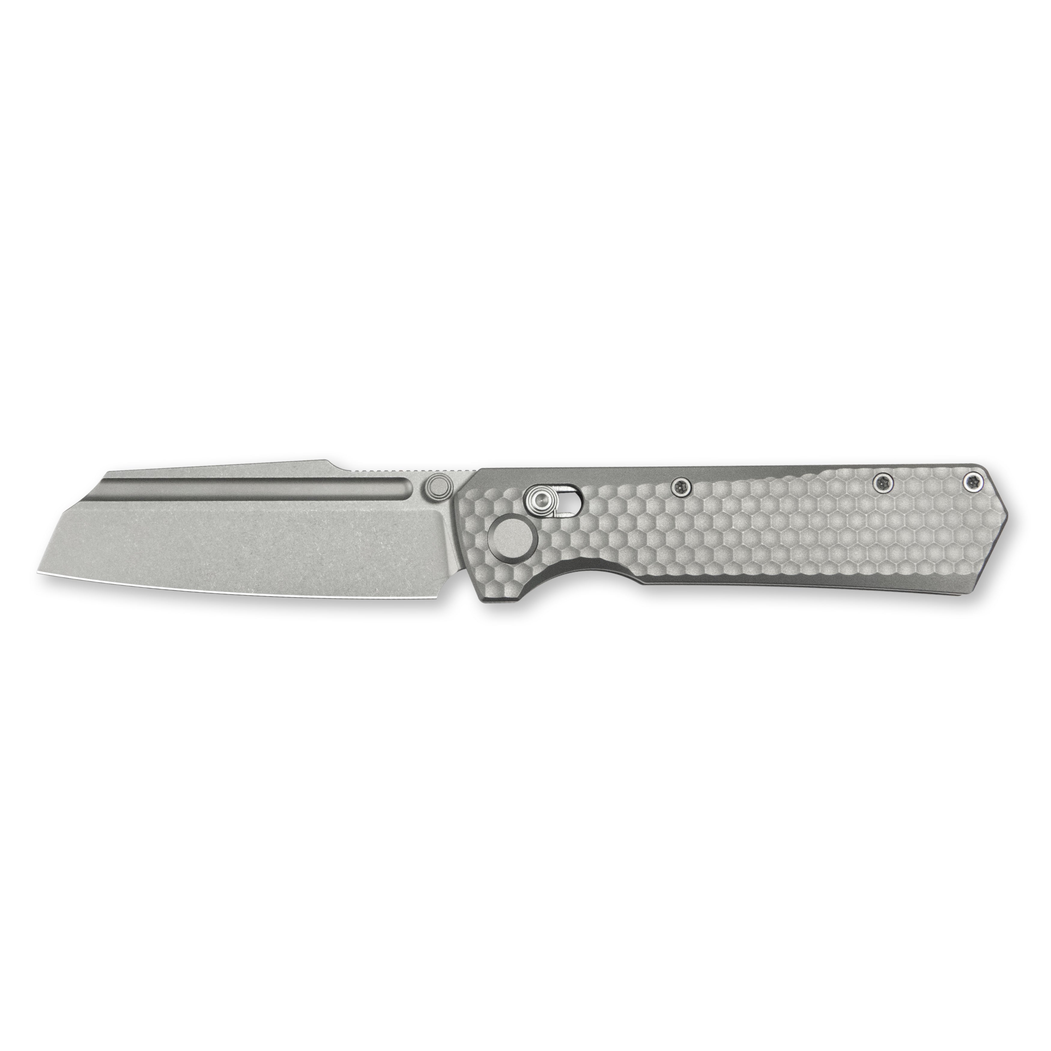 GEO Knife Noxiz Axis lock Folding Knife Gray 6AL4V Titanium Handle 3.1" Stonewash Bohler M390 Blade GEO2506A