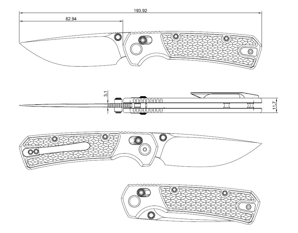 GEO Knife Blaze Axis lock Folding Knife Gray 6AL4V Titanium Handle 3.3" Stonewash Bohler M390 Blade GEO2502A