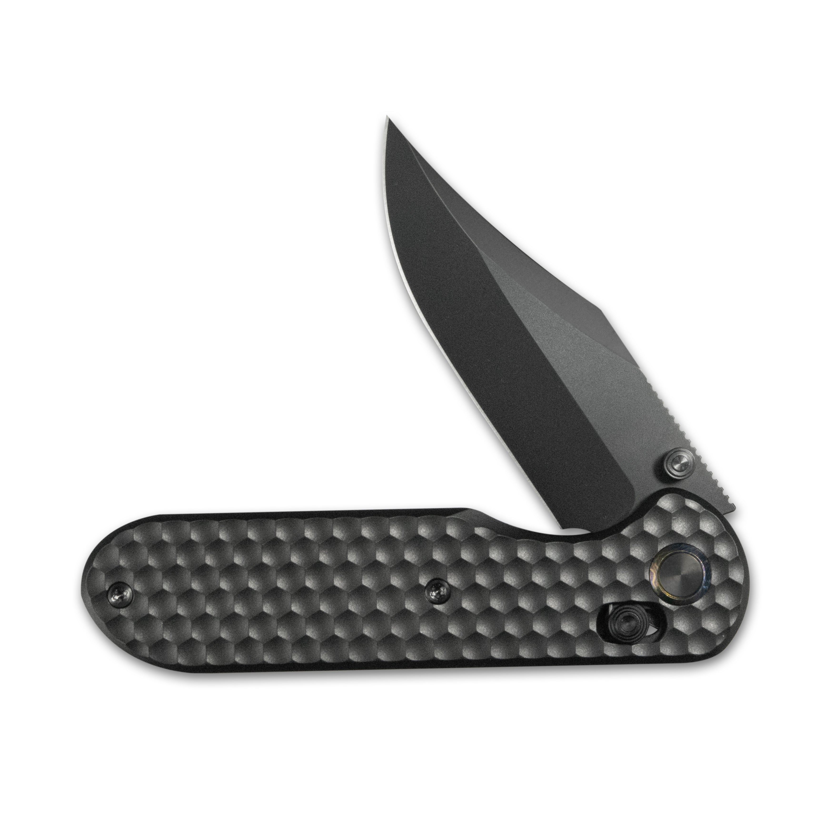 GEO Knife Ethereal Cutter Axis lock Folding Knife Black 6AL4V Titanium Handle 3.0" Black DLC Bohler M390 Blade GEO2401D