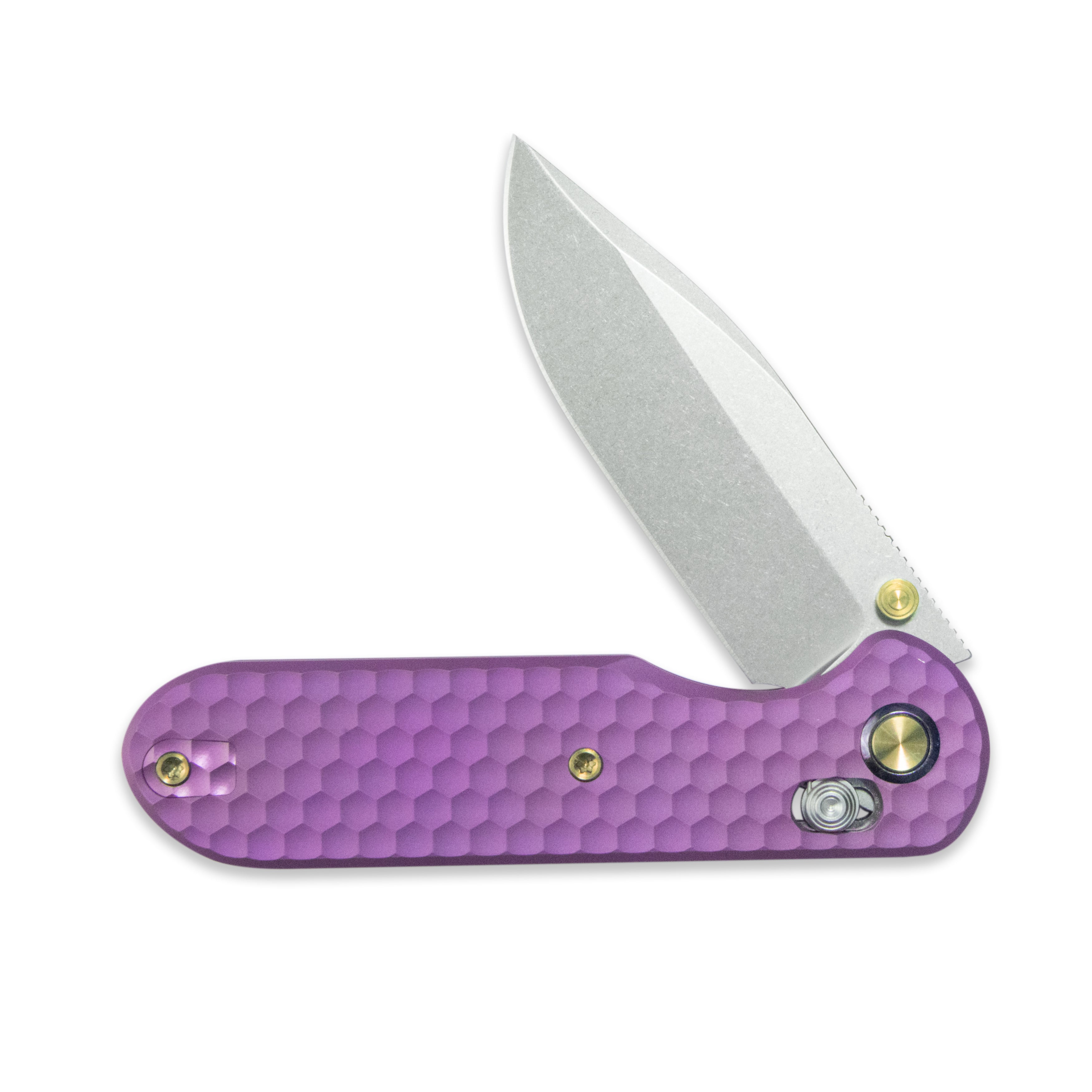 (Pre-order) ( Before February 5th): GEO Knife Ethereal Cutter Axis lock Folding Knife Purple 6AL4V Titanium Handle 3.0" Stonewash Bohler M390 Blade GEO2402I