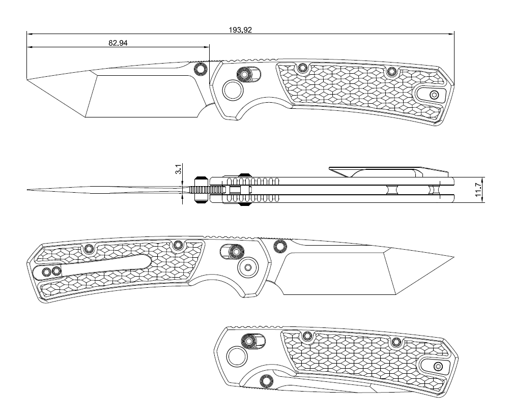 GEO Knife Blaze Axis lock Folding Knife Gray 6AL4V Titanium Handle 3.3" Stonewash Bohler M390 Blade GEO2503A