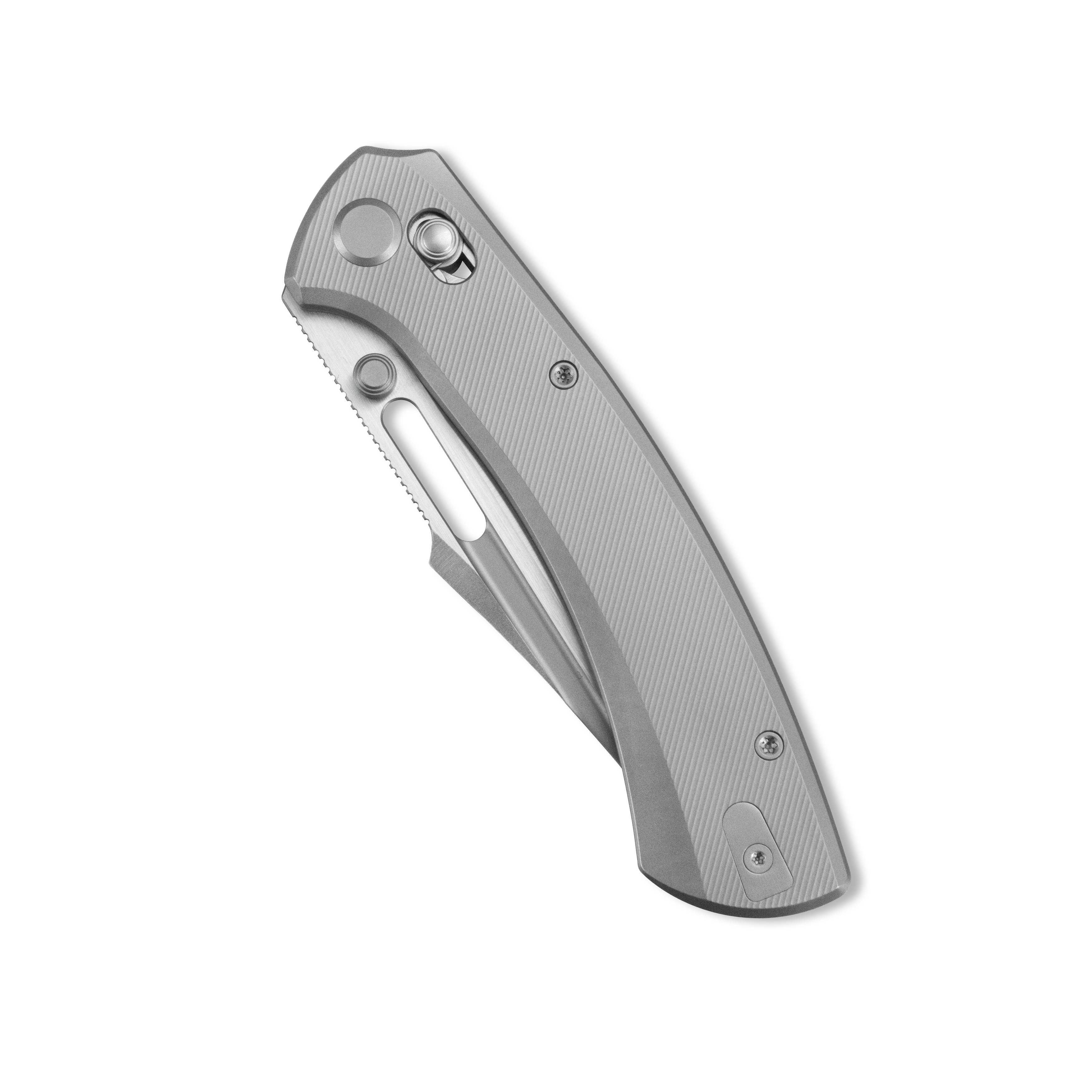 GEO Knife Strix Axis lock Folding Knife Gray 6AL4V Titanium Handle 3.6" Hand-Rubbed Satin Stonewash Bohler M390 Blade GEO2510A