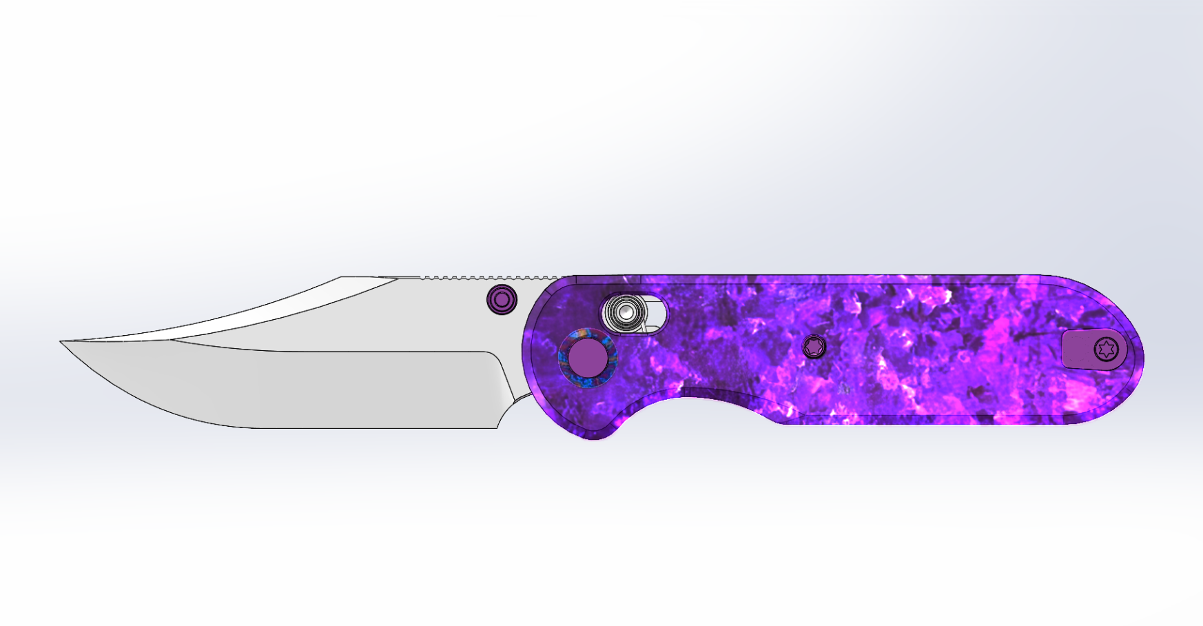 GEO Knife Ethereal Cutter Axis lock Folding Knife Purple Crystallized Titanium Handle 3.0" Stonewash Bohler M390 Blade GEO2401N