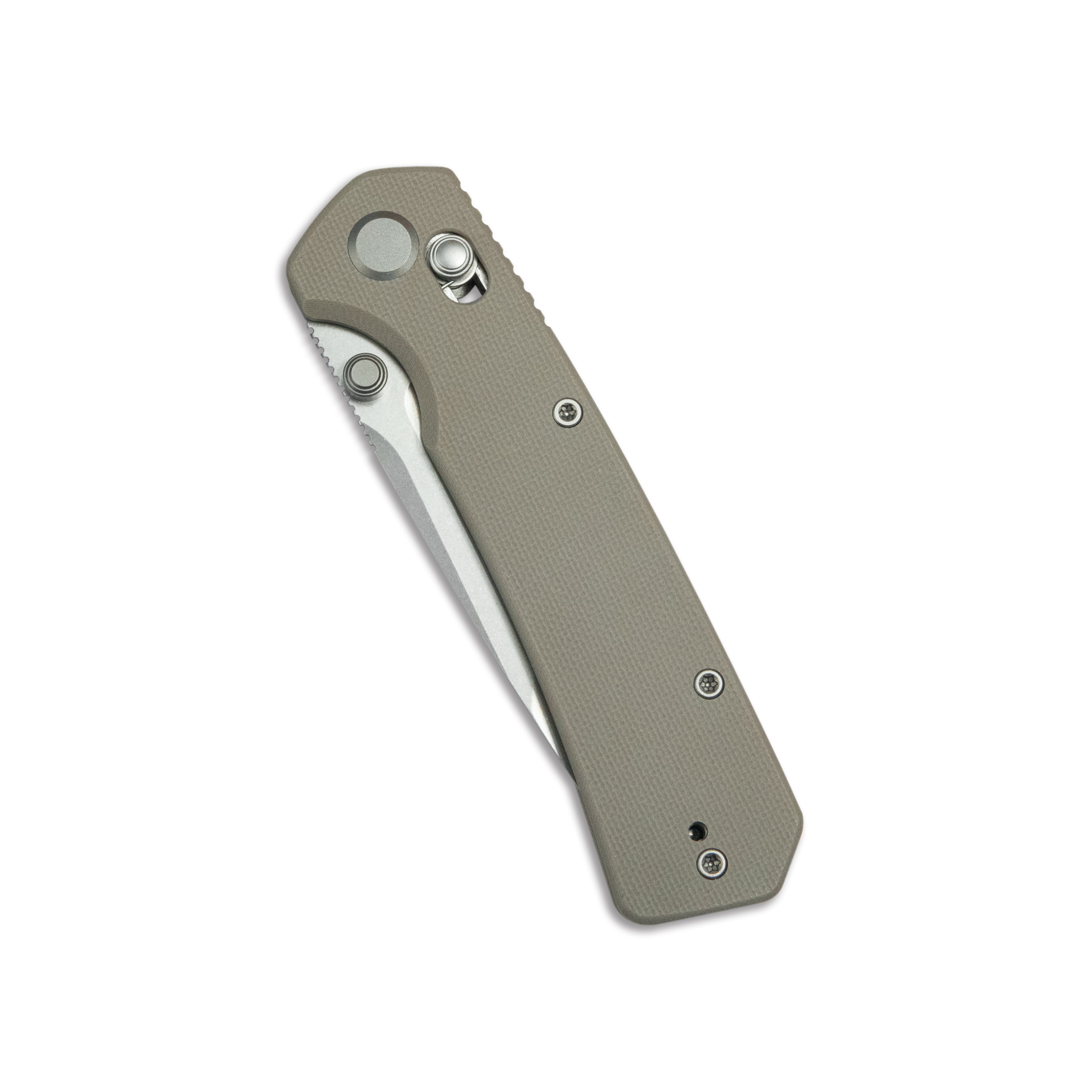 ( Pre-order ) GEO Knife Blaze Crossbar lock Folding Knife Khaki G10 Handle 3.3" Stonewash Bohler M390 Blade GEO2503I