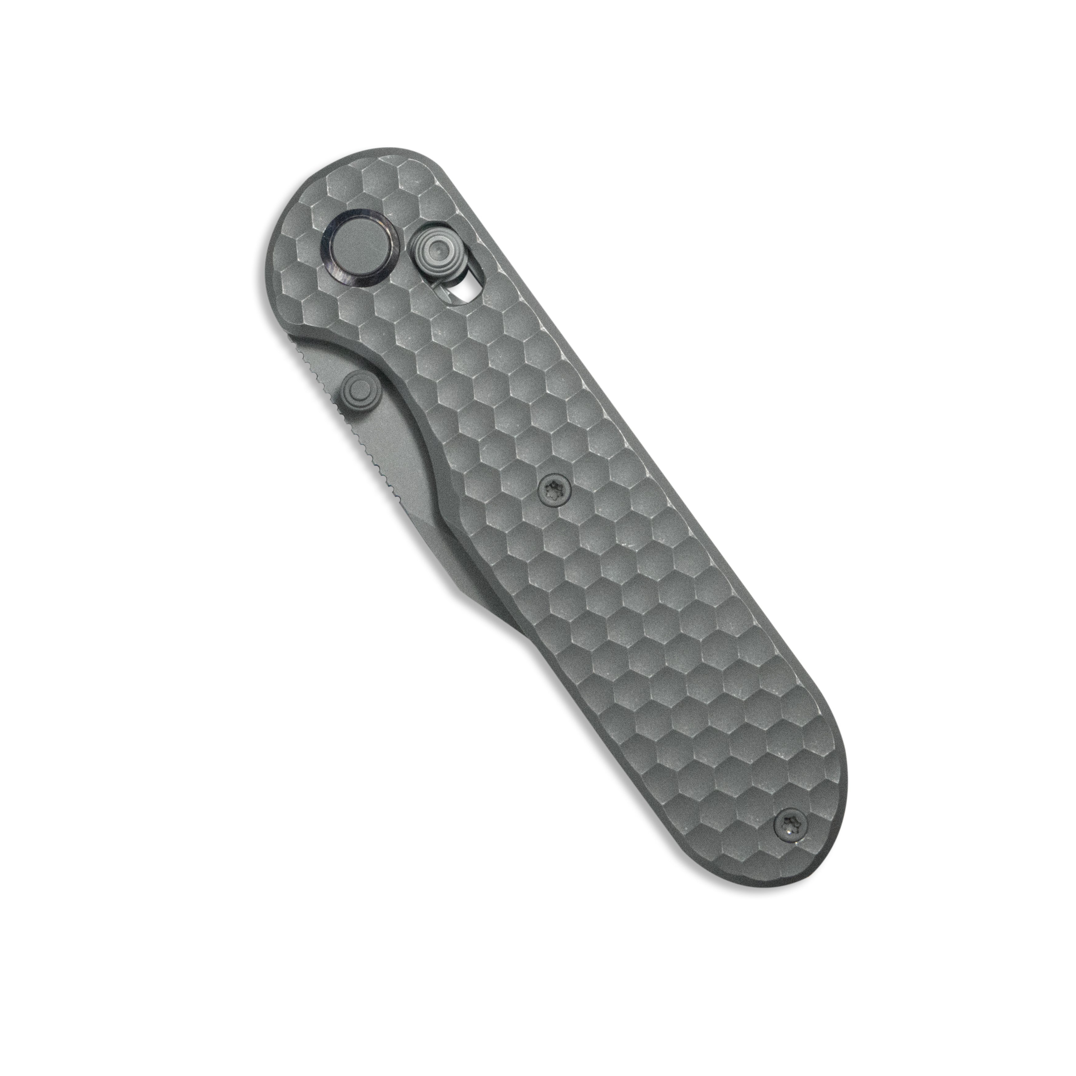 (Pre-order)( Before February 5th):GEO Knife Ethereal Cutter Axis lock Folding Knife Gray 6AL4V Titanium Handle 3.0" Darkwash Bohler M390 Blade GEO2401C