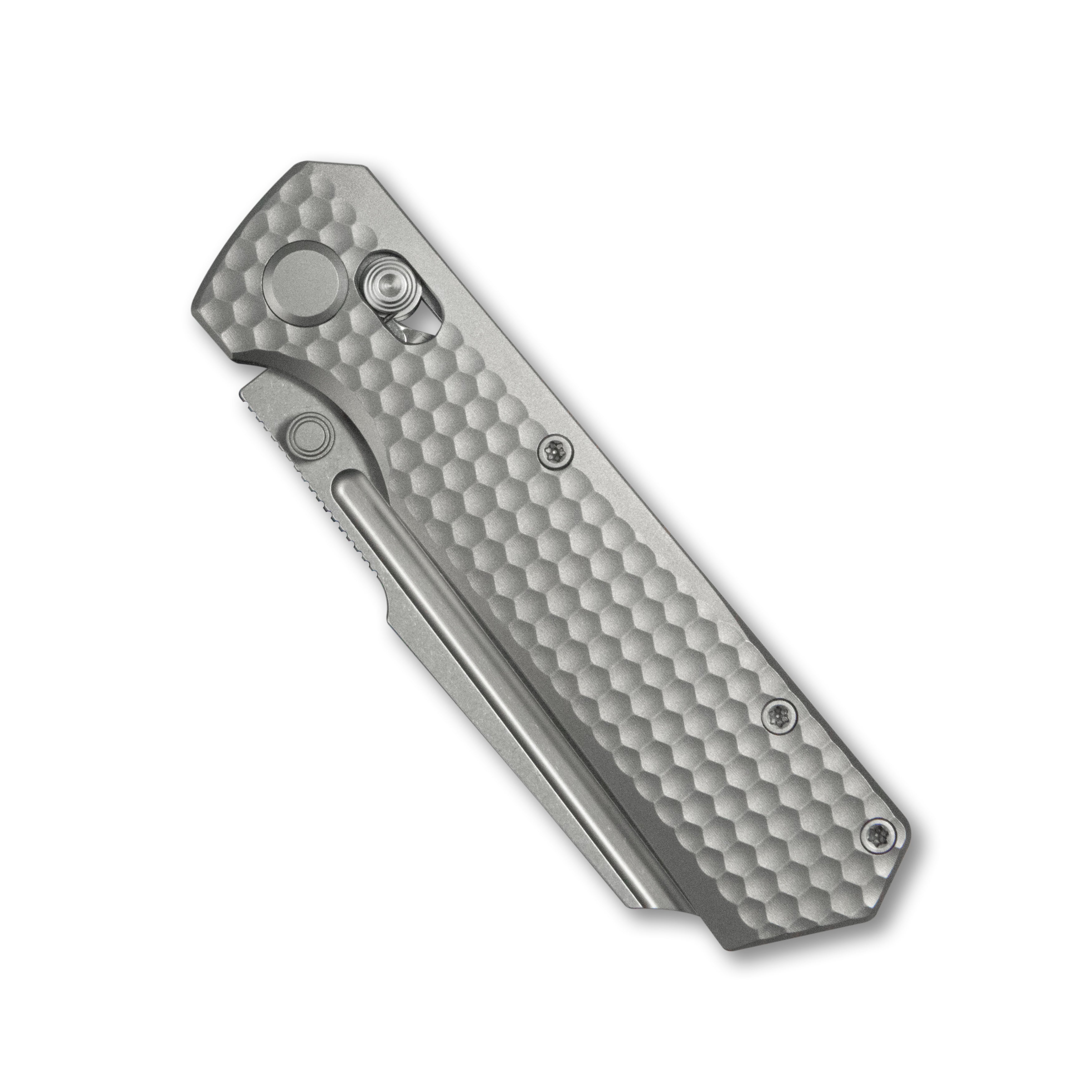 GEO Knife Noxiz Axis lock Folding Knife Gray 6AL4V Titanium Handle 3.1" Stonewash Bohler M390 Blade GEO2506A