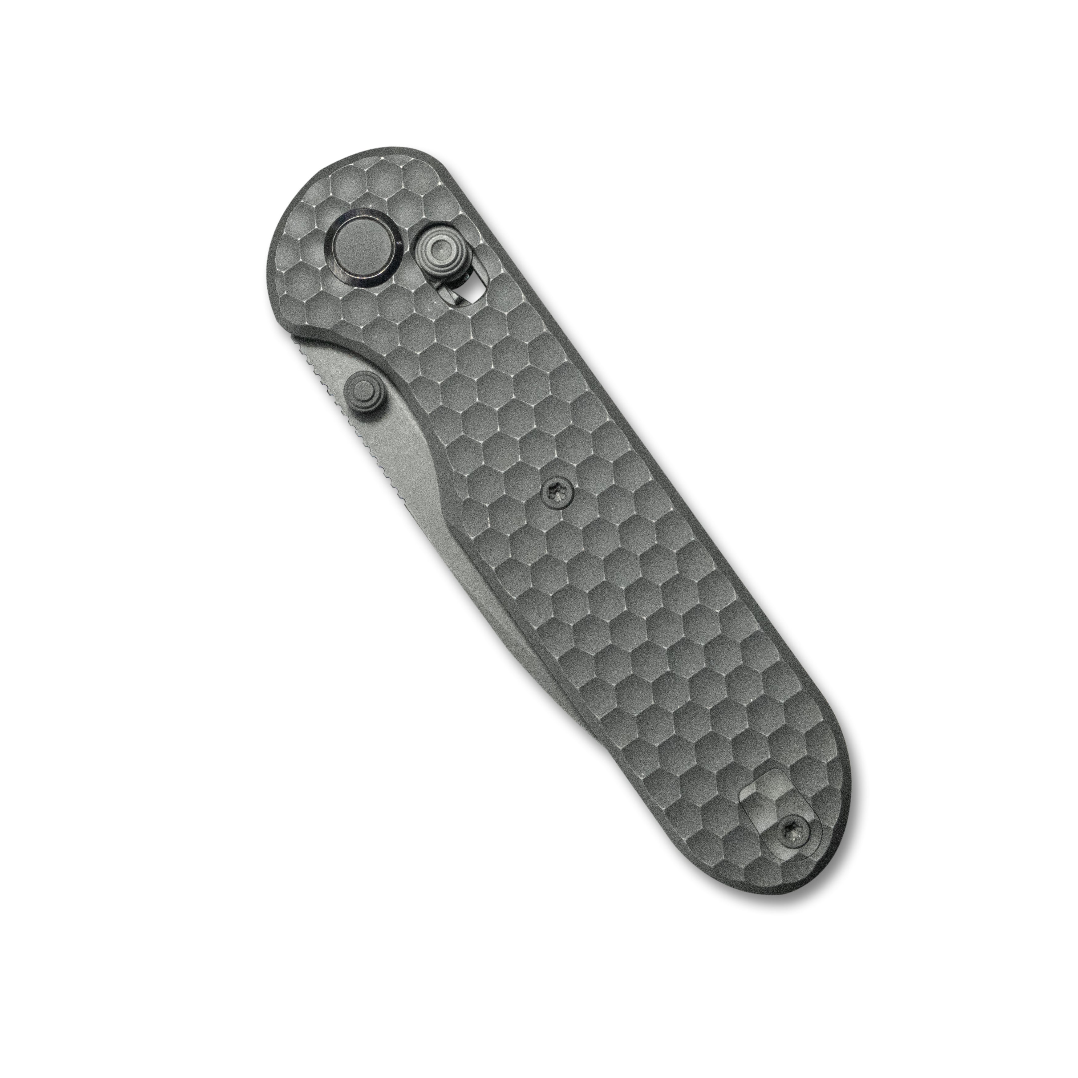 GEO Knife Ethereal Cutter Axis lock Folding Knife Gray 6AL4V Titanium Handle 3.0" Darkwash Bohler M390 Blade GEO2402C