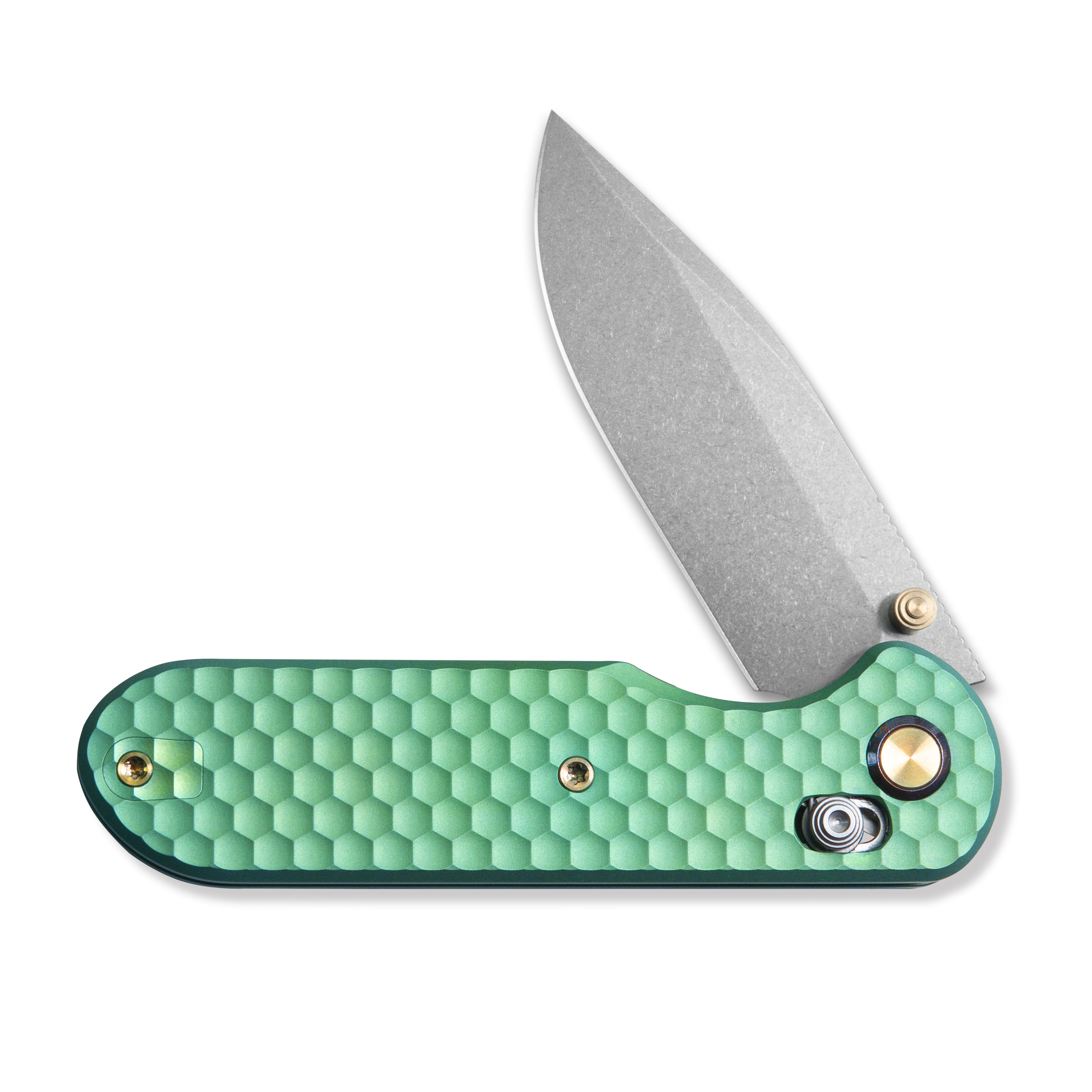 (Pre-order)( Before February 5th): GEO Knife Ethereal Cutter Axis lock Folding Knife Green 6AL4V Titanium Handle 3.0" Stonewash Bohler M390 Blade GEO2402H