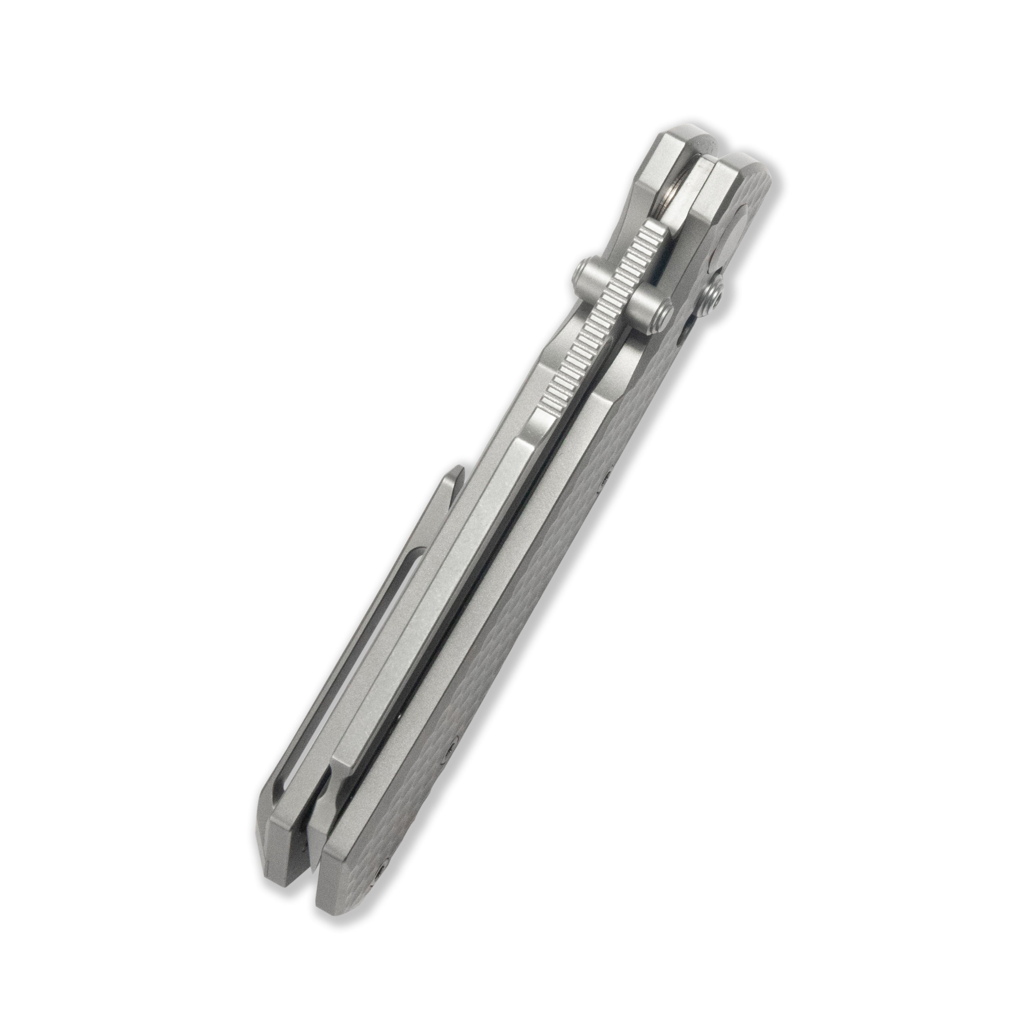 GEO Knife Noxiz Axis lock Folding Knife Gray 6AL4V Titanium Handle 3.1" Stonewash Bohler M390 Blade GEO2506A