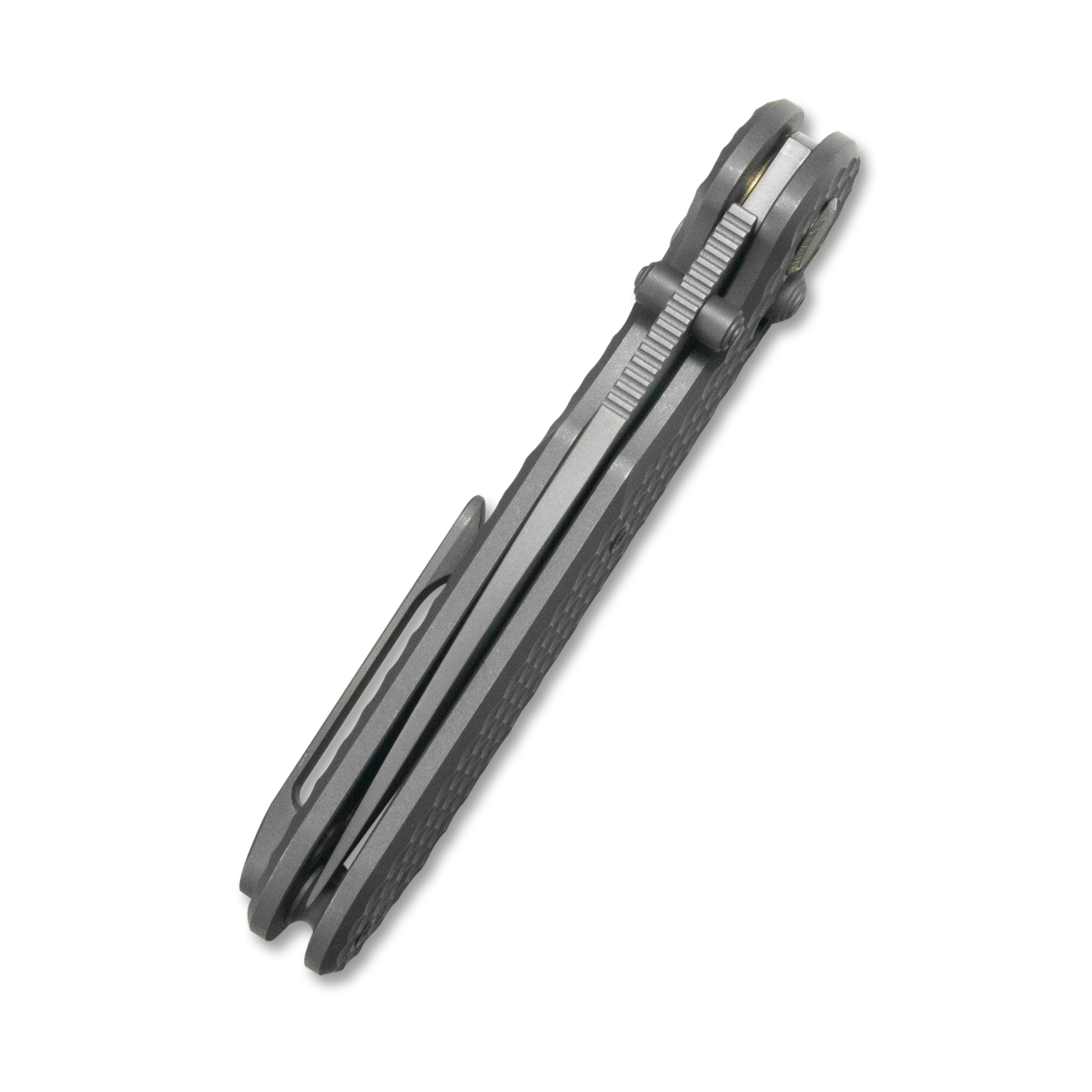 GEO Knife Ethereal Cutter Axis lock Folding Knife Gray 6AL4V Titanium Handle 3.0" Darkwash Bohler M390 Blade GEO2402C