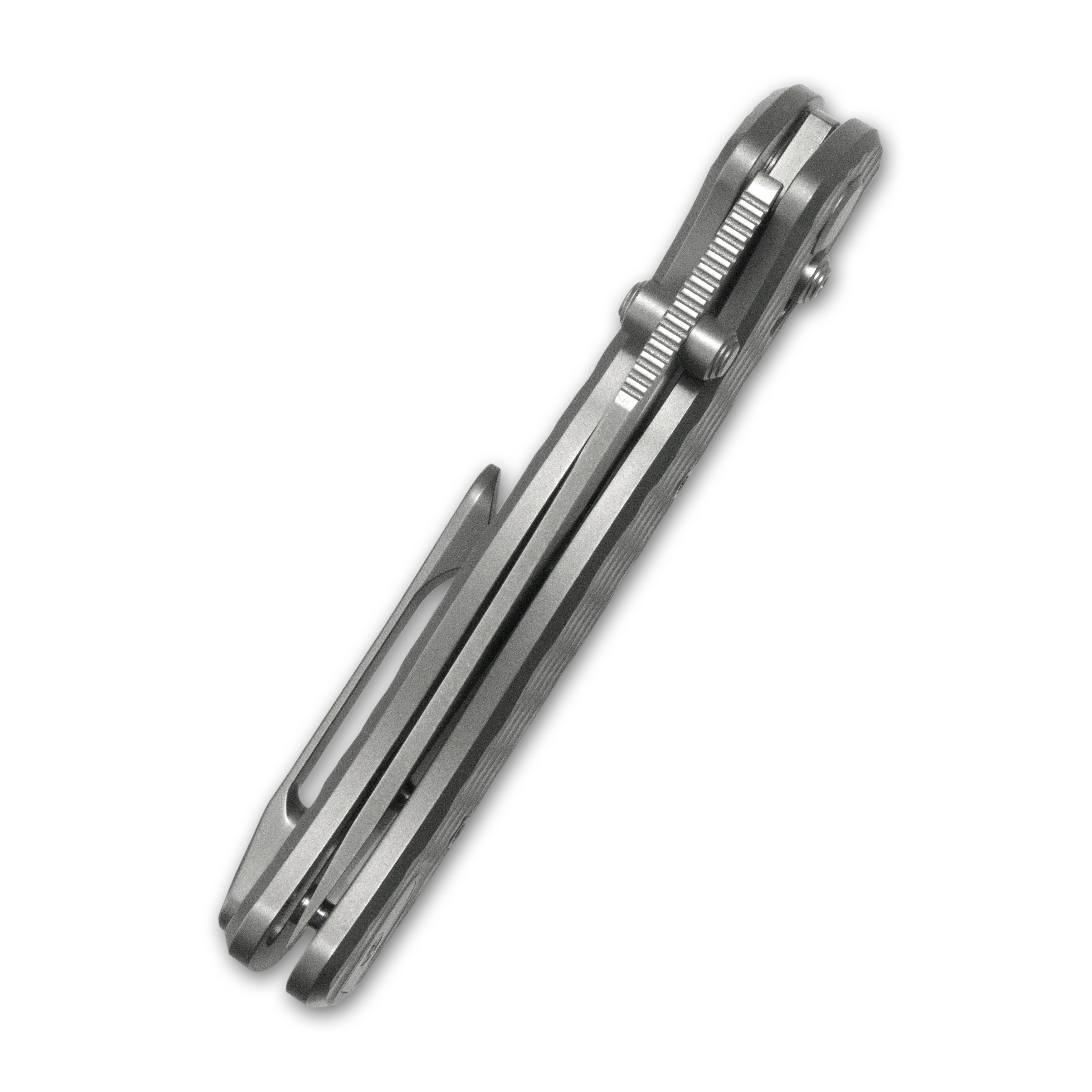 GEO Knife Sharp Shadow Axis lock Folding Knife Gray 6AL4V Titanium Handle 3.3" Stonewash Bohler M390 Blade GEO2504A