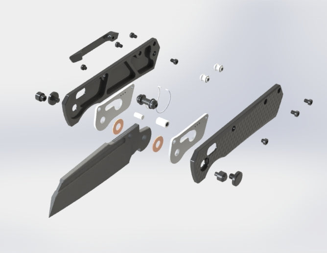 GEO Knife Noxiz Axis lock Folding Knife Gray 6AL4V Titanium Handle 3.1" Stonewash Bohler M390 Blade GEO2506A