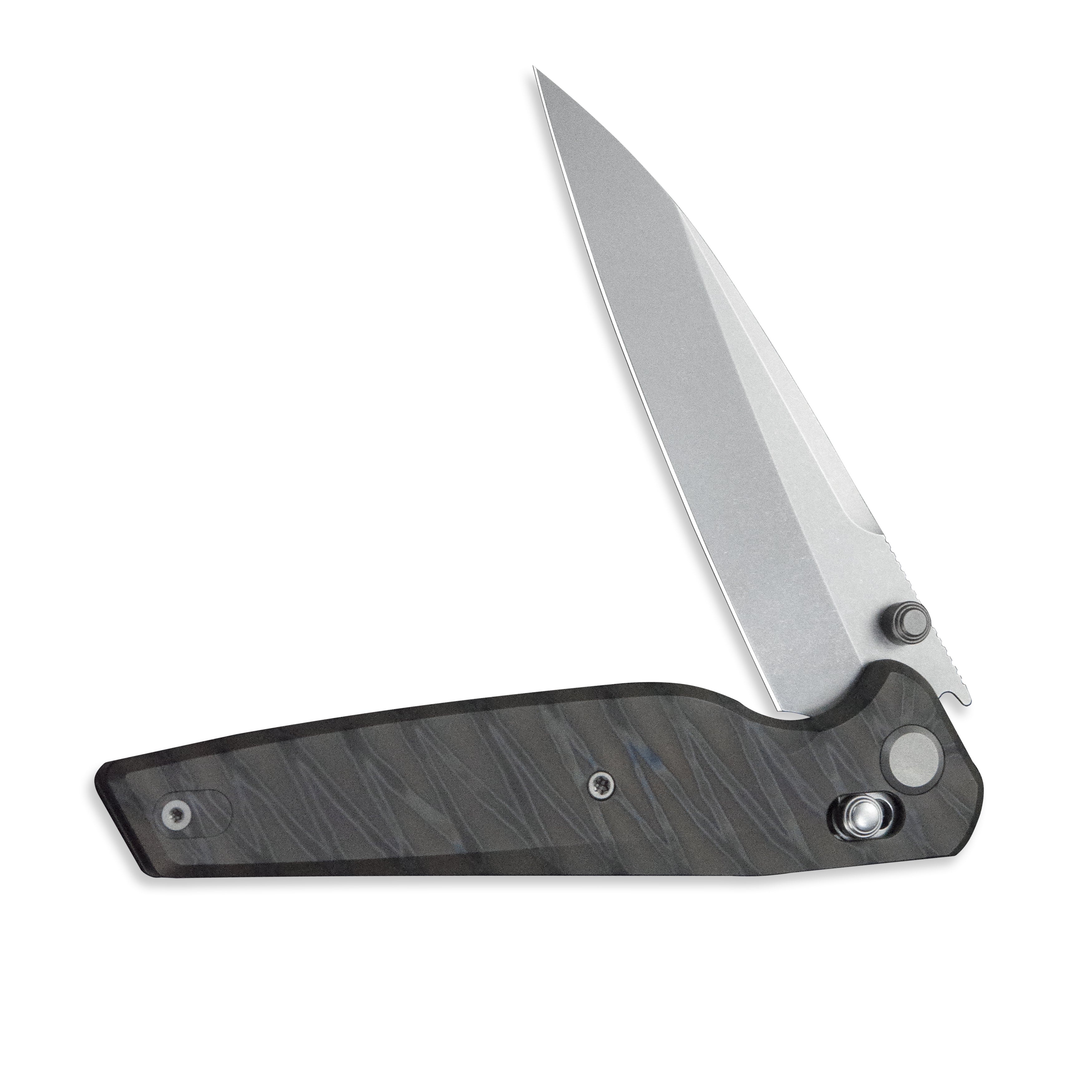 GEO Knife FANTASM Axis lock Folding Knife Tiger Stripe Pattern Flamed 6AL4V Titanium Handle 3.9" Stonewash Bohler M390 Blade GEO2505B