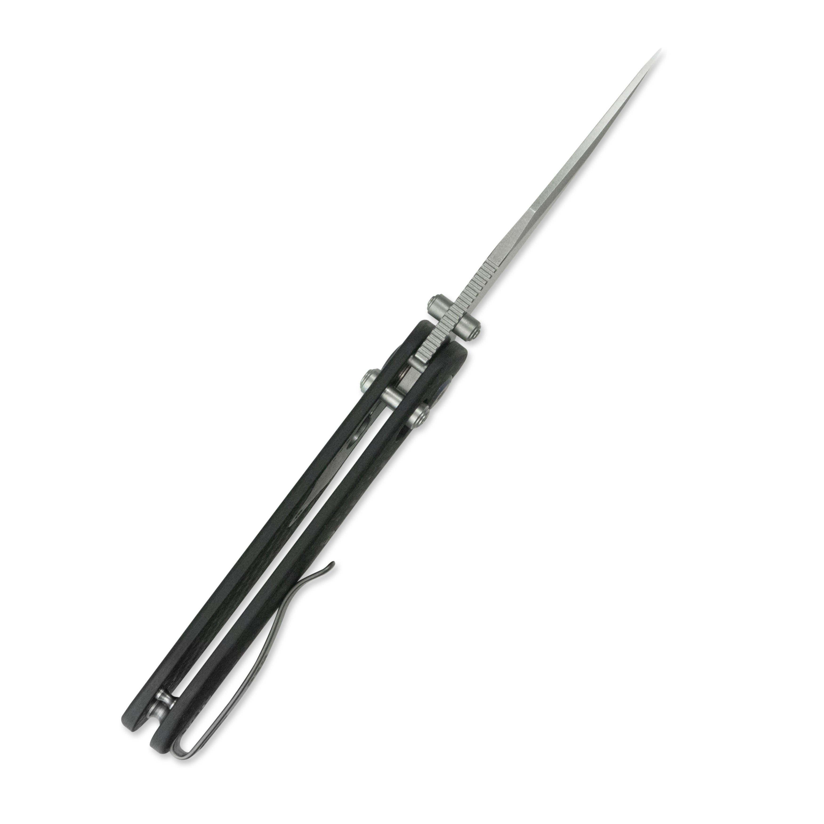 (Pre-order)( Before February 5th): GEO Knife Ethereal Cutter Axis lock Folding Knife Black Carbon Fiber Handle 3.0" Stonewash Bohler M390 Blade GEO2401K